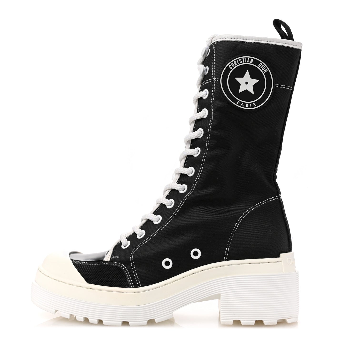 Technical Fabric Calfskin Womens D-Rise 35mm Tall Boots 36 Black White
