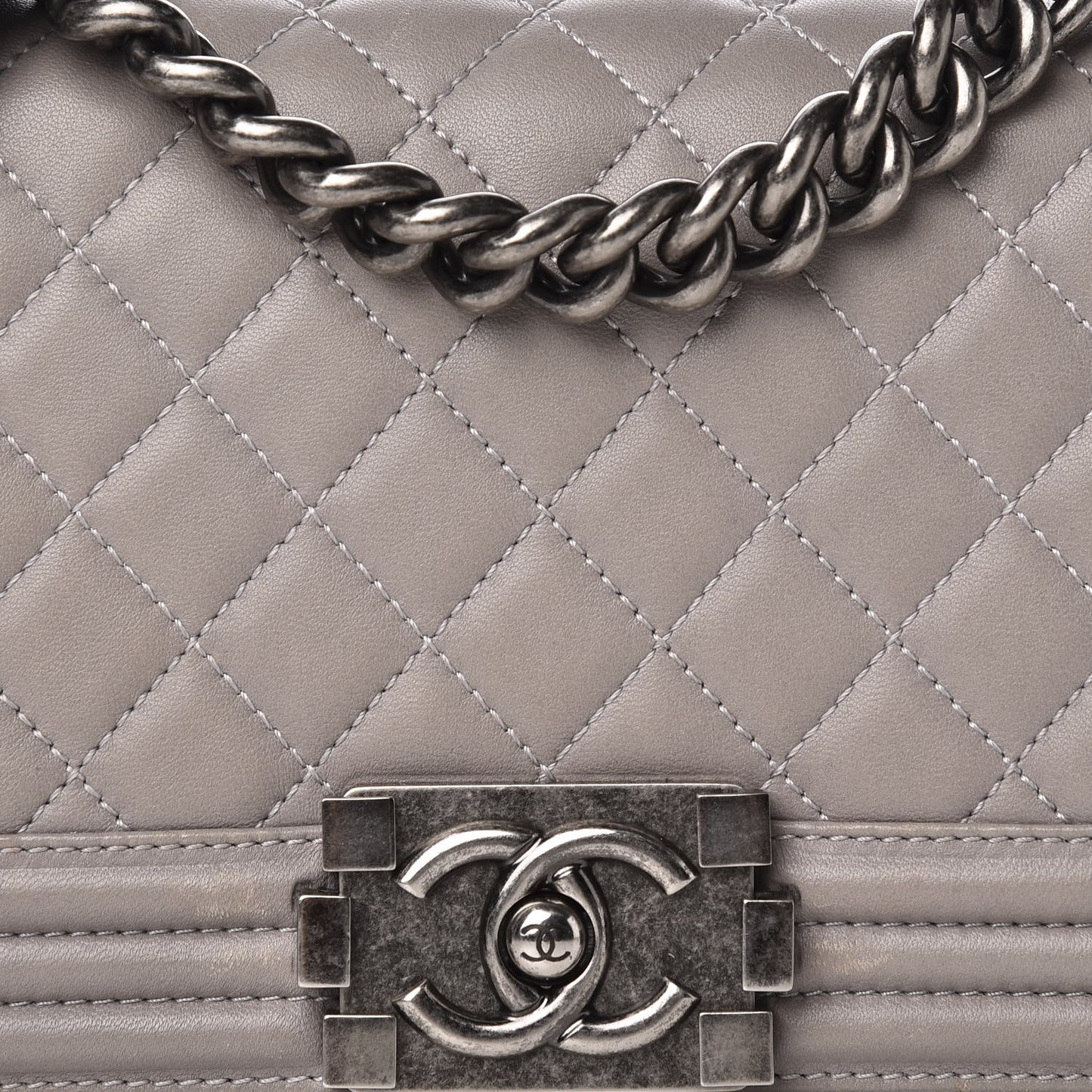 Calfskin Quilted Small Boy Flap Taupe
