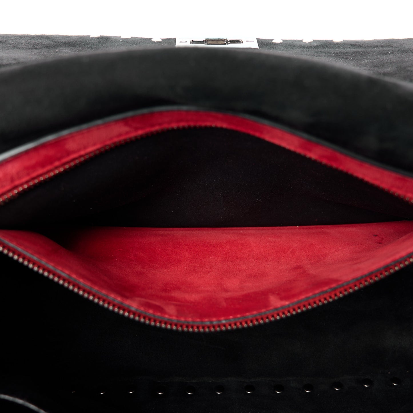 Craquele Nappa Large Rockstud Spike Shoulder Bag Black
