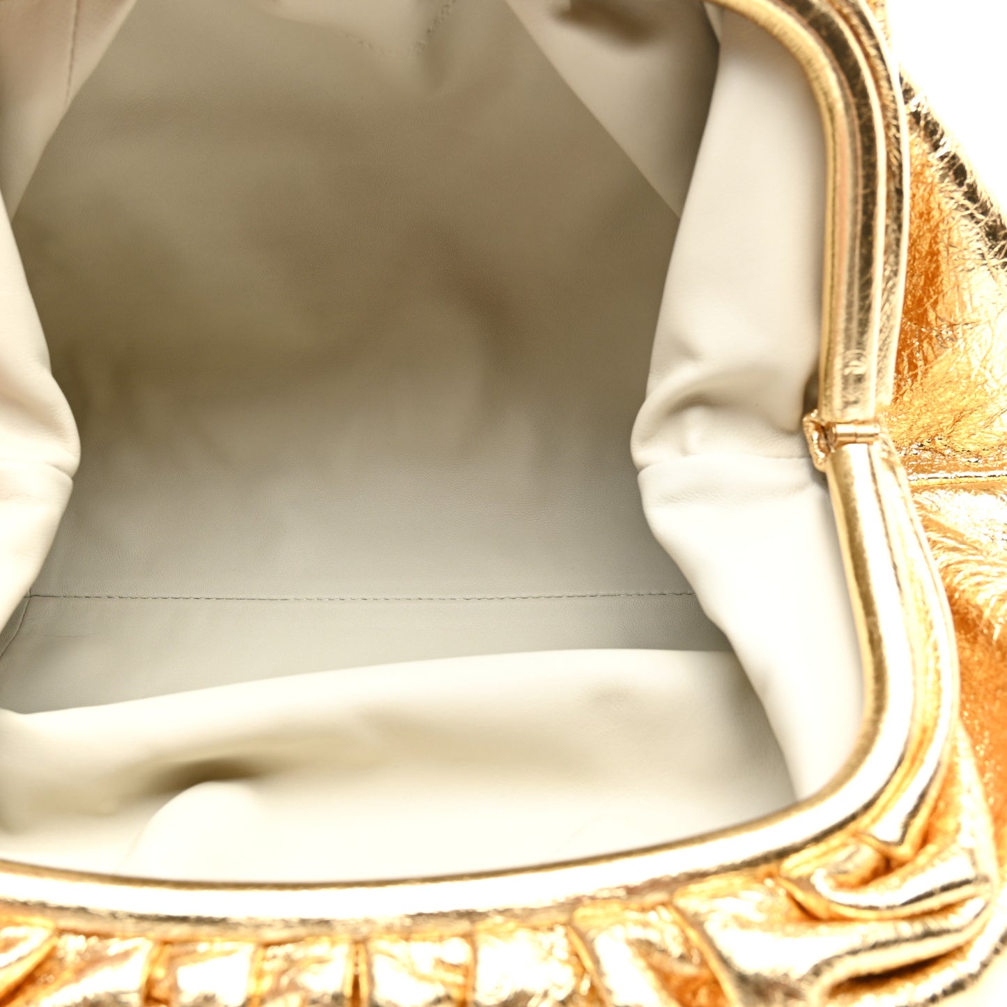 Metallic Crinkled Lambskin The Pouch Oversized Clutch Oro