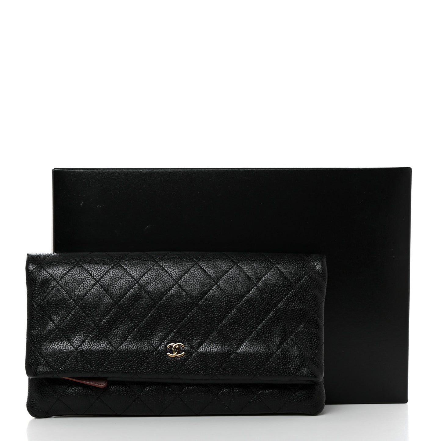 Caviar Quilted CC Beauty Clutch Black
