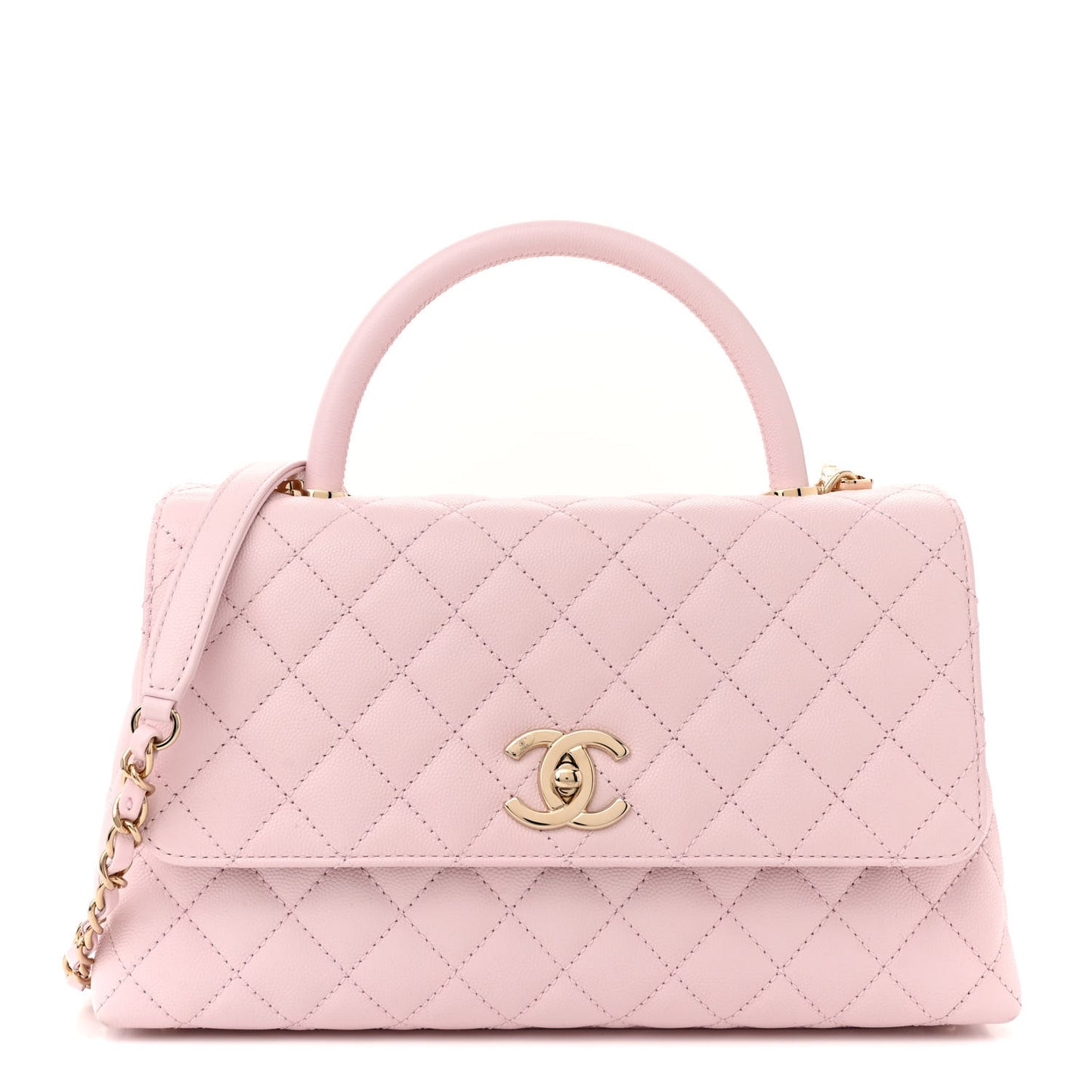 Caviar Quilted Small Coco Handle Flap Light Pink