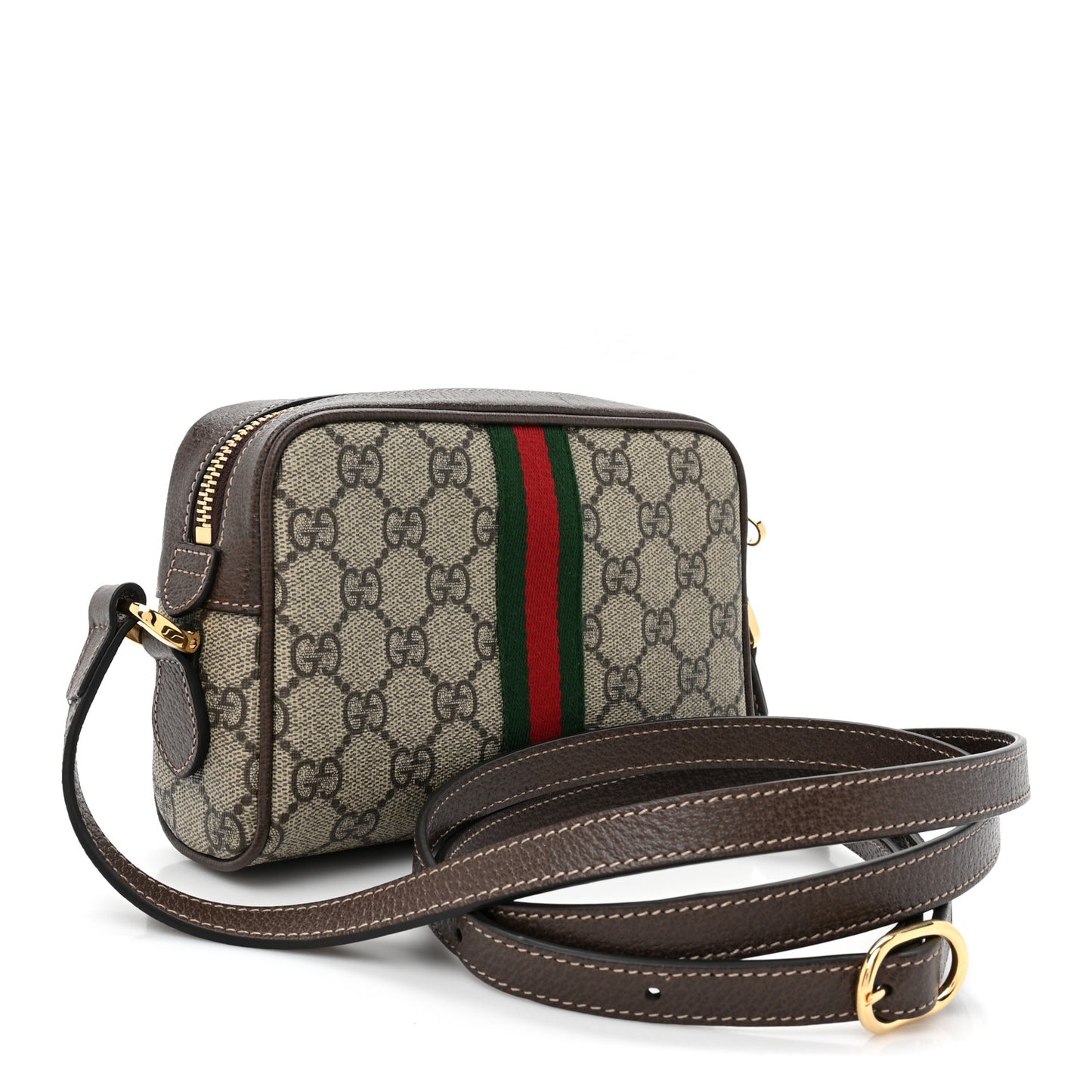 GG Supreme Monogram Web Mini Ophidia Shoulder Bag Brown