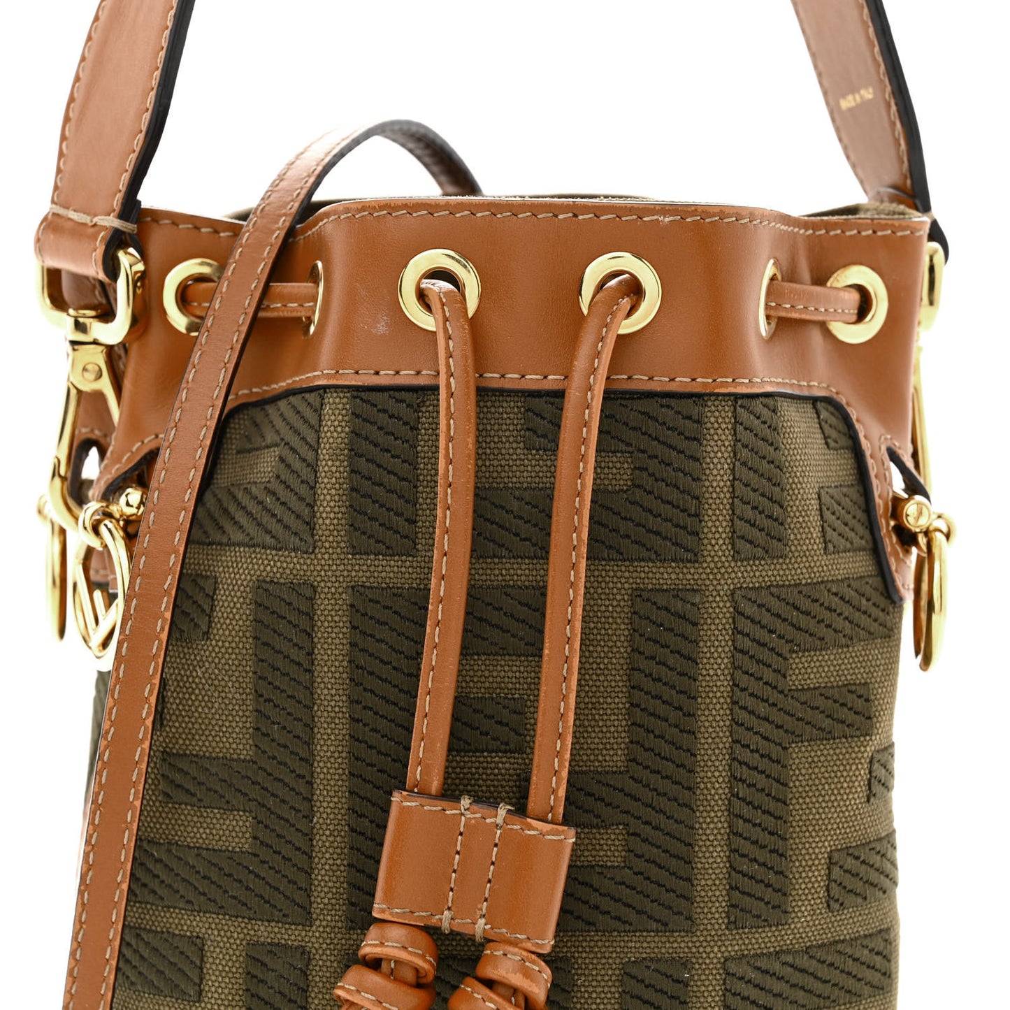 Canvas Vitello King F is Fendi FF Embroidered Mini Mon Tresor Bucket Bag Amazzonia Cuoio