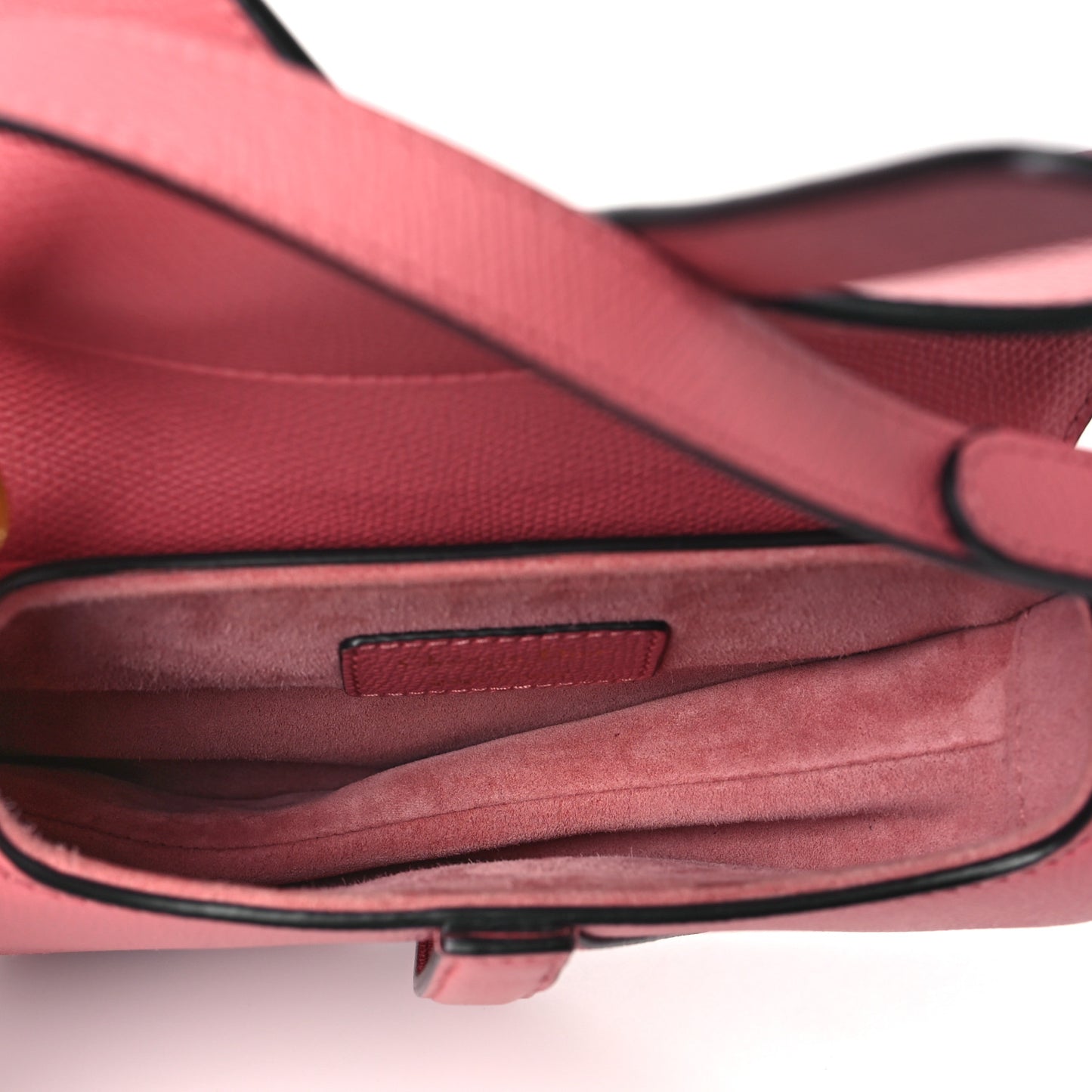 Grained Calfskin Mini Saddle Bag Pink