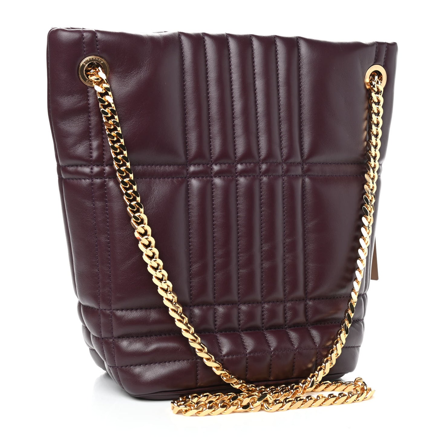 Lambskin Quilted Small Lola Bucket Bag Deep Maroon