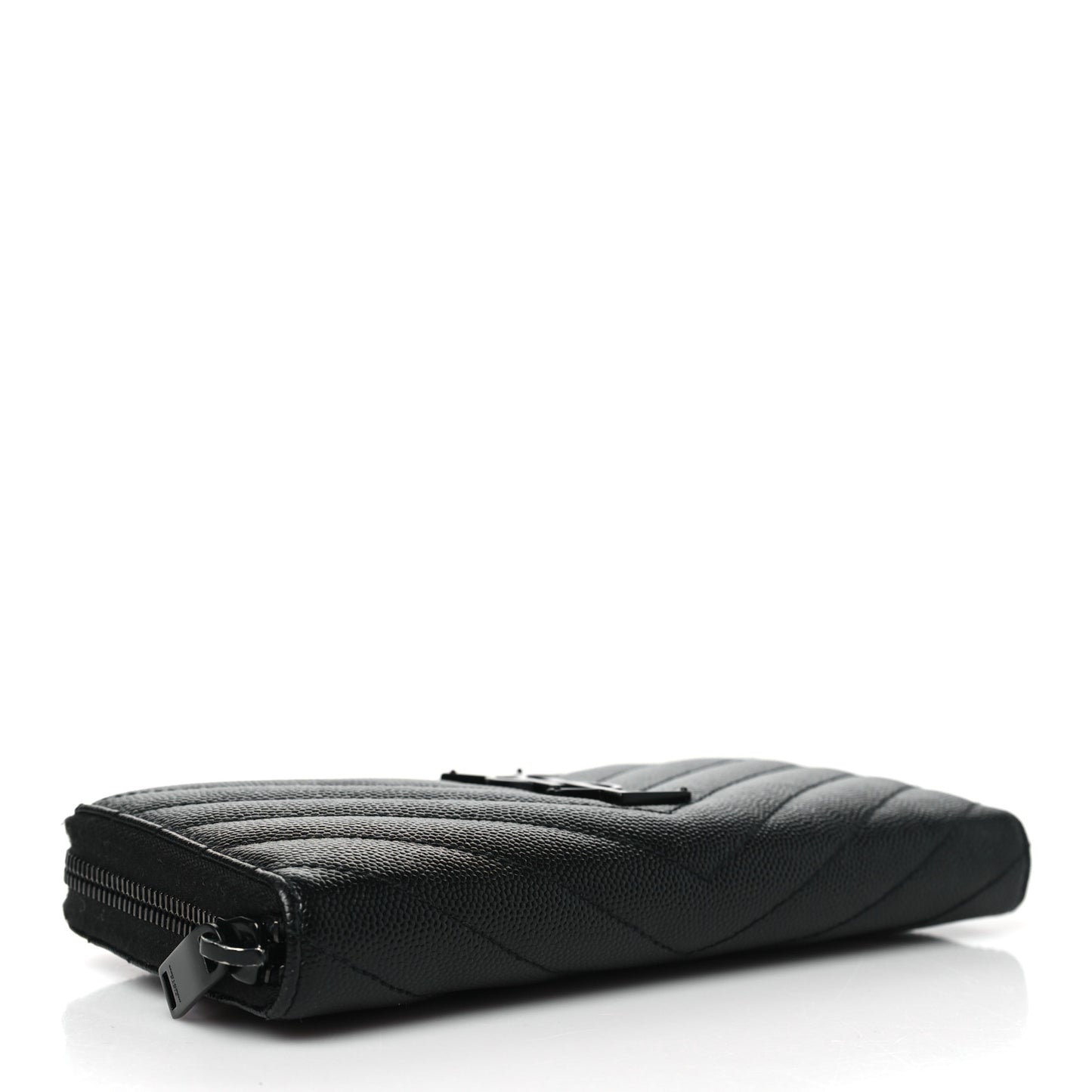 Grain De Poudre Matelasse Chevron Monogram Monochrome Zip Around Wallet Black