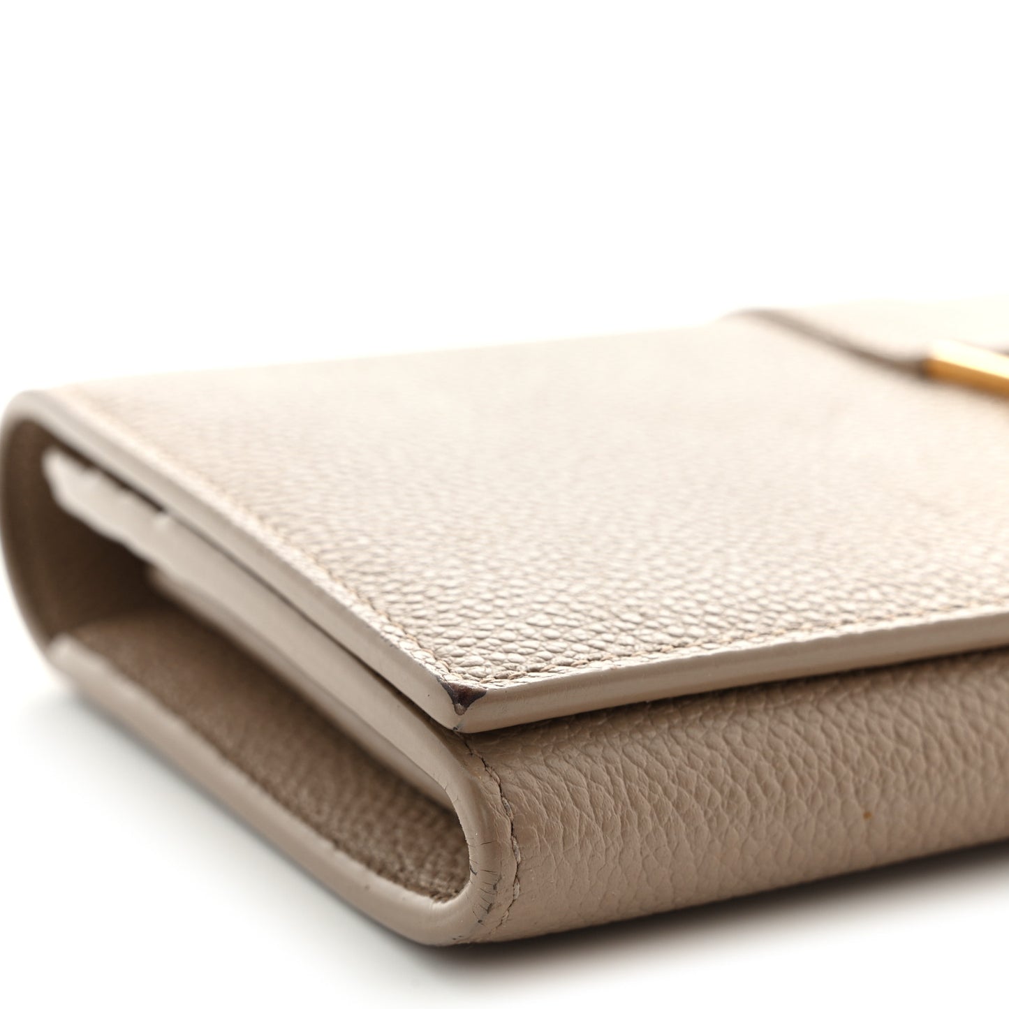 Grained Calfskin Monogram Large Flap Wallet Beige