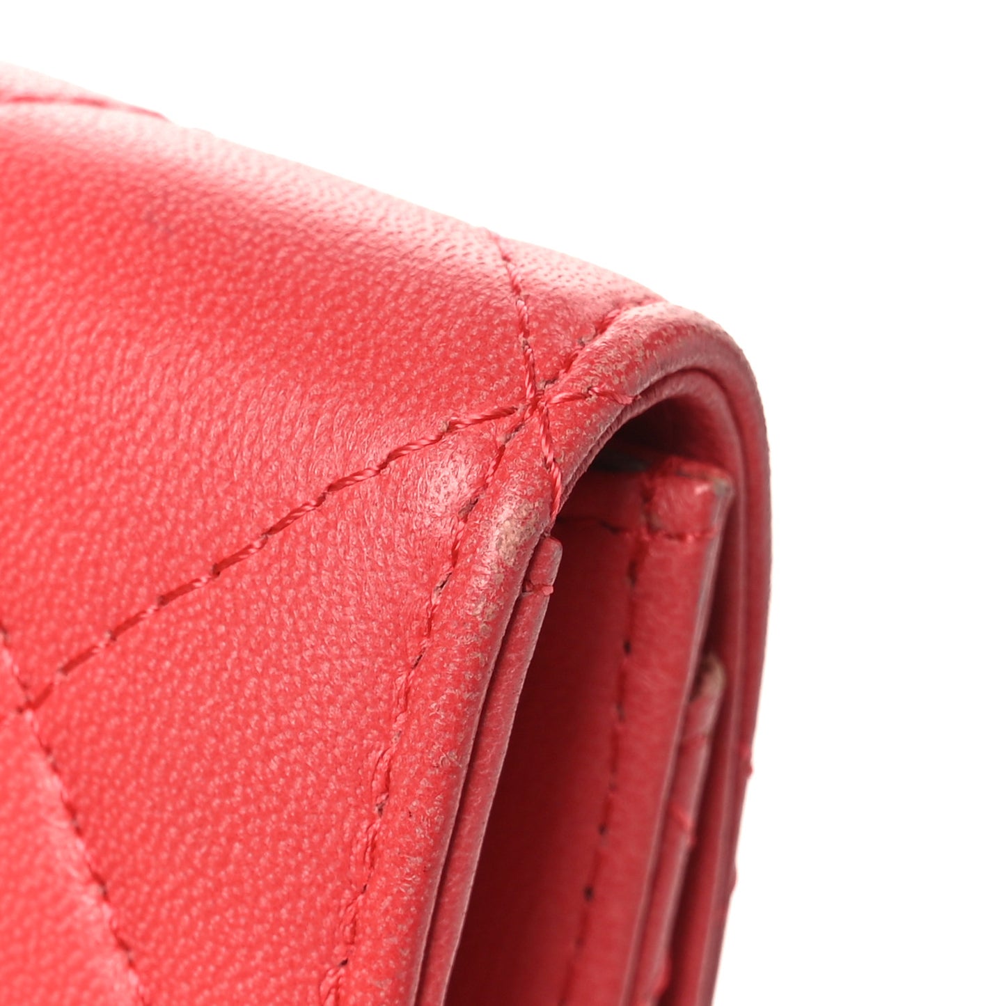 Lambskin Quilted Flap Card Holder Pink