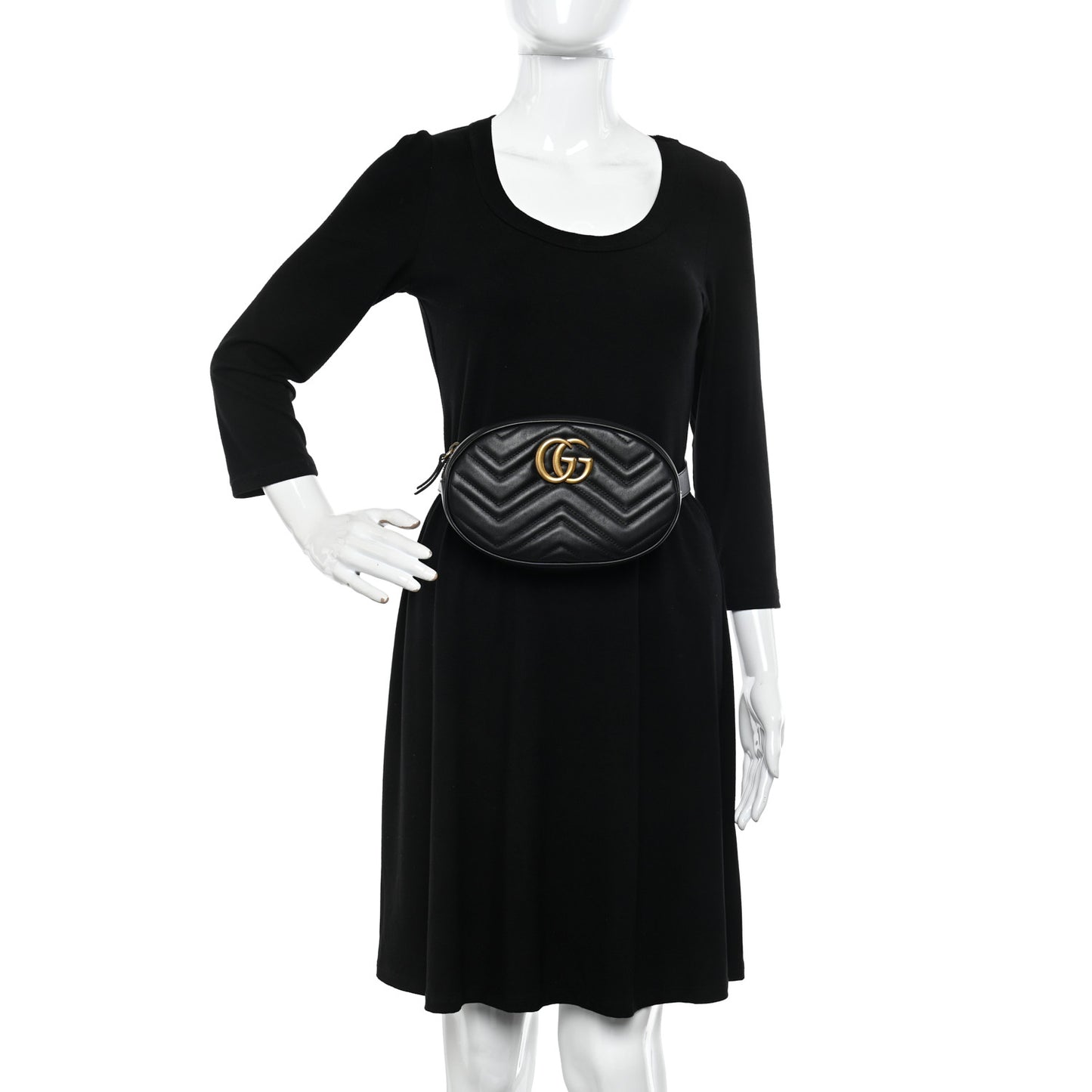 Calfskin Matelasse GG Marmont Belt Bag 95 38 Black