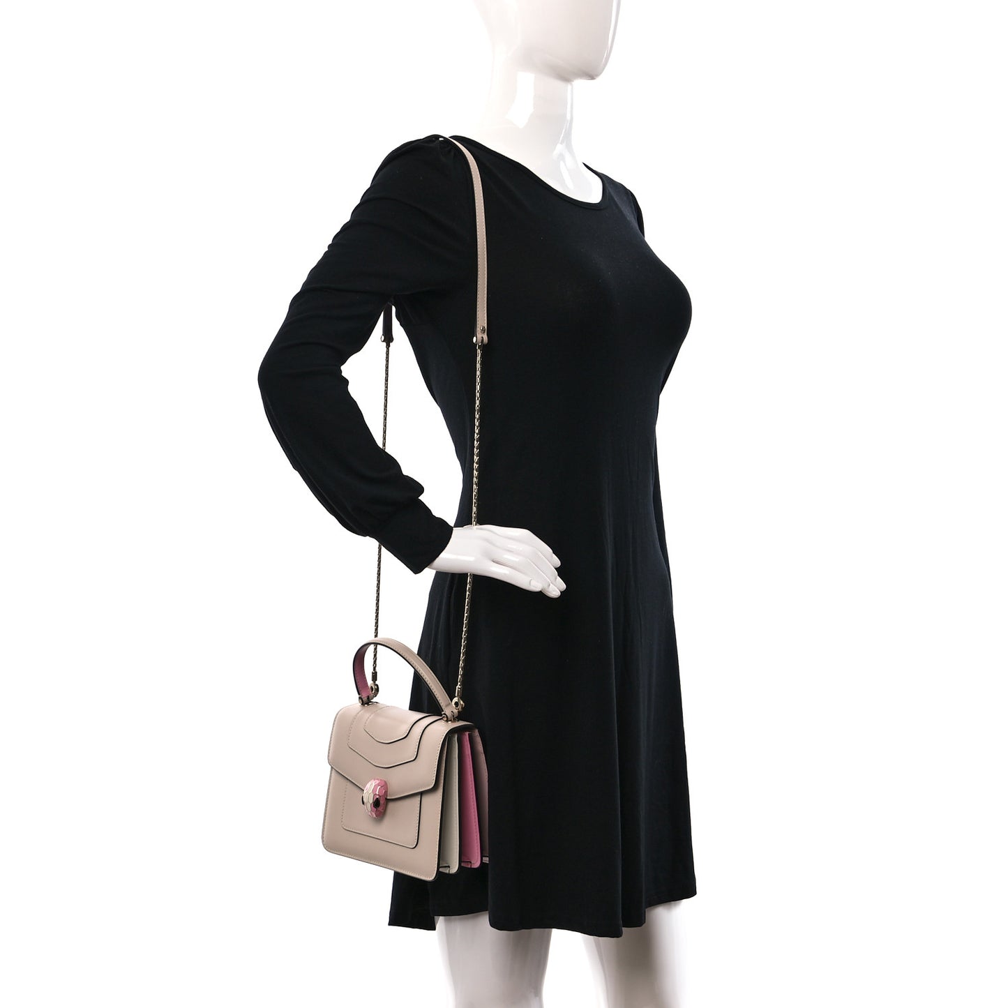 Calfskin Serpenti Forever Top Handle Crystal Rose