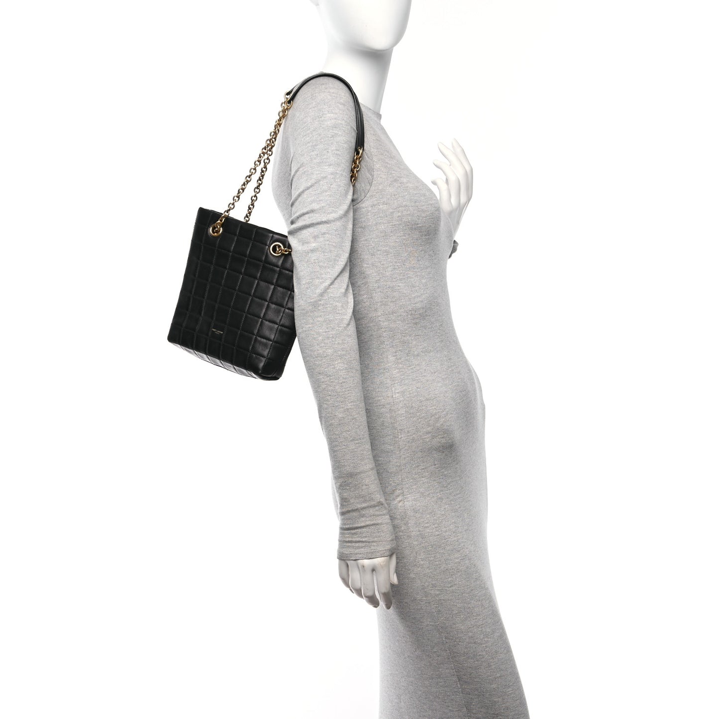 Lambskin Carre Quilted Mini Shopping Bag Black