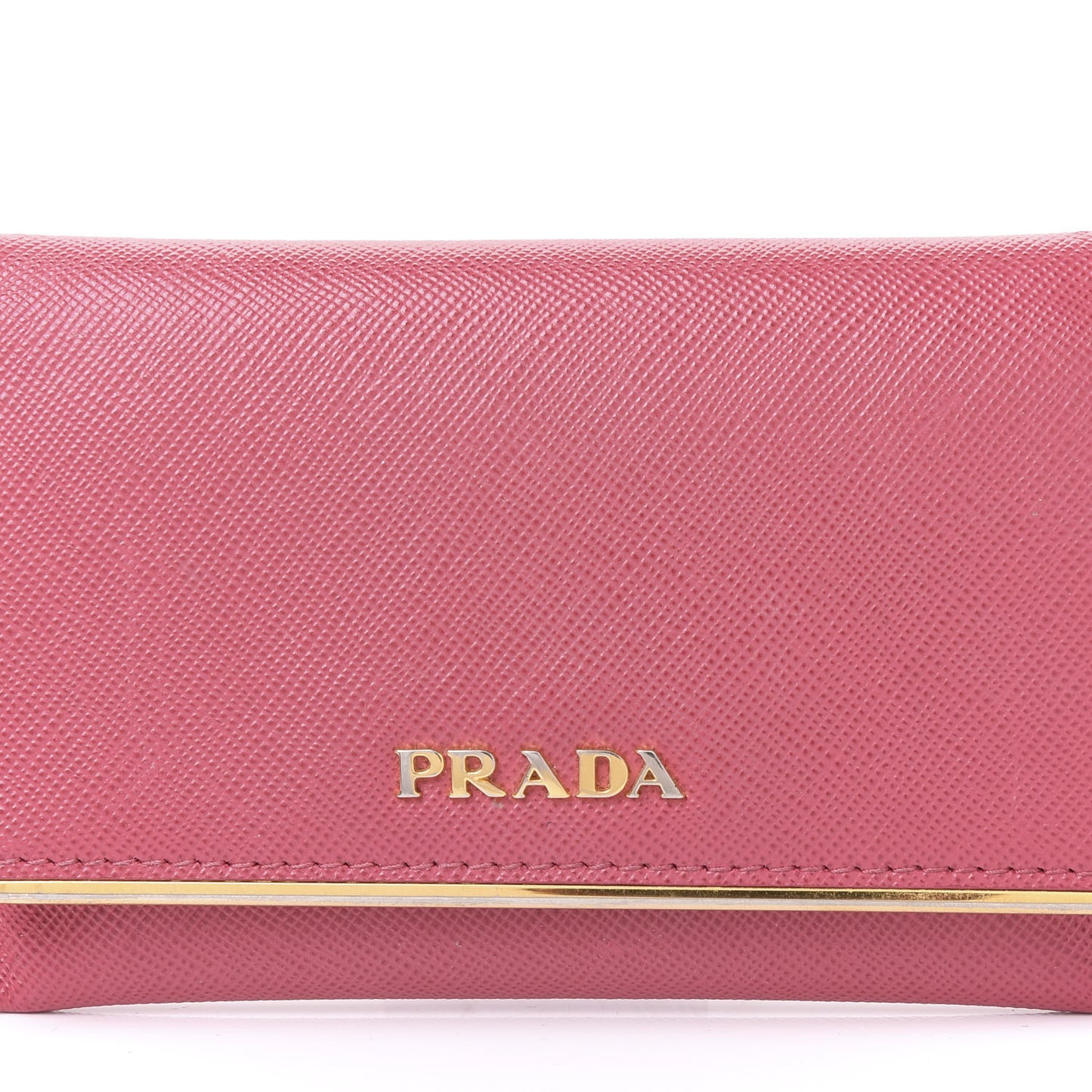 Saffiano Compact Metal Bar Flap Wallet Peonia