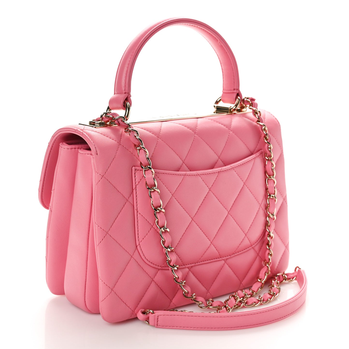 Lambskin Quilted Small Trendy CC Flap Dual Handle Bag Pink