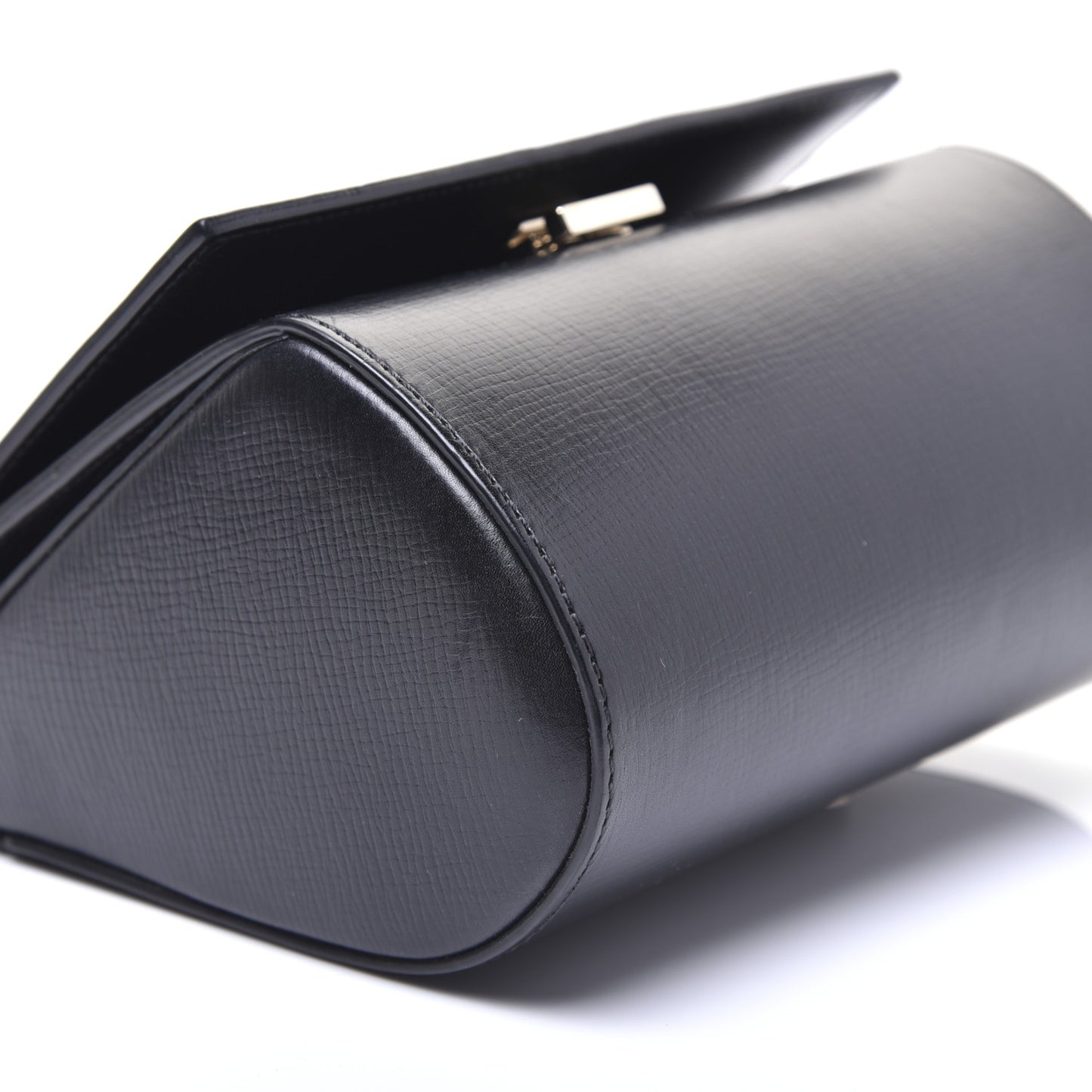 Textured Calfskin Mini Pandora Box Chain Crossbody Bag Black