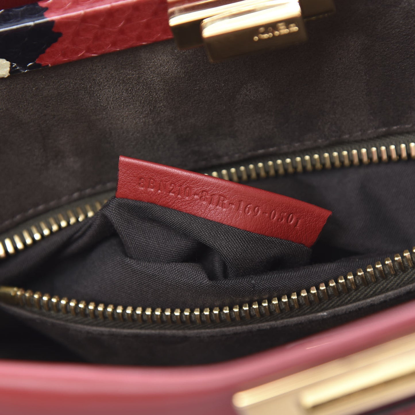 Calfskin Snakeskin Large Peekaboo Iconic Satchel Red
