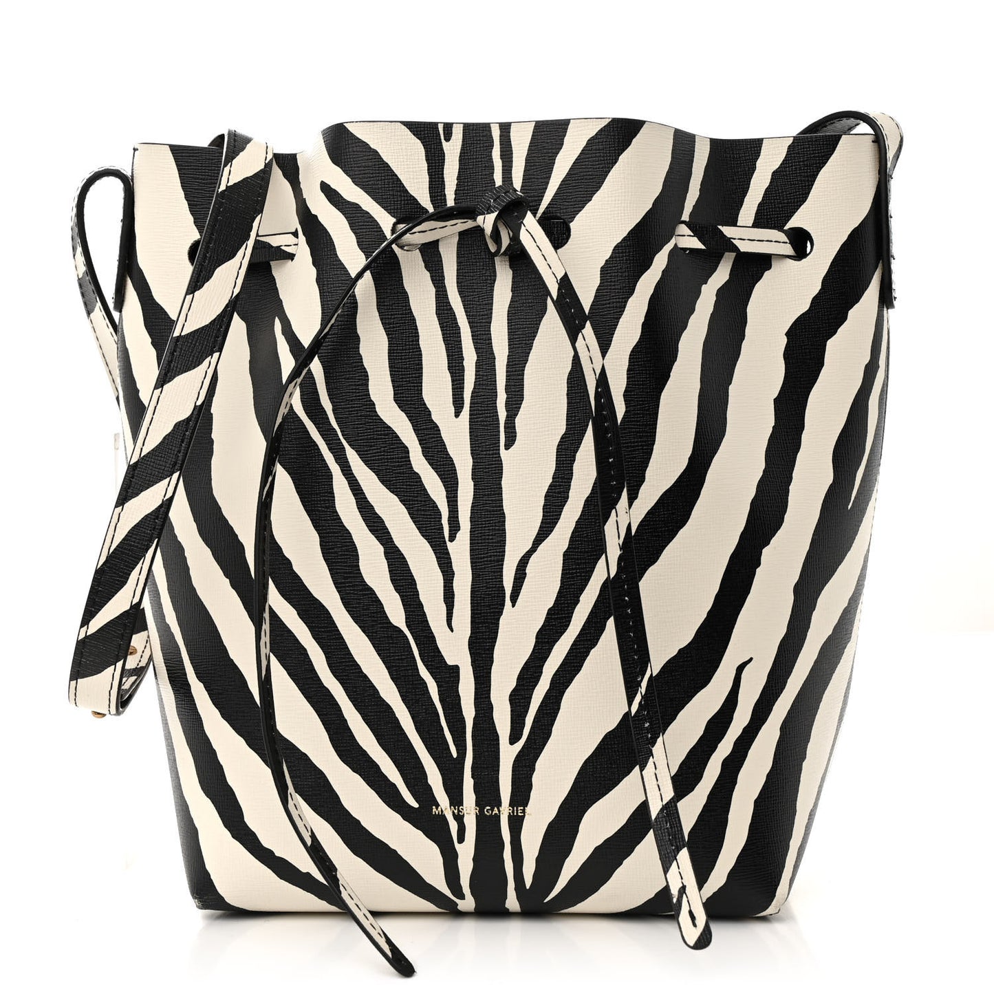 Saffiano Zebra Print Mini Bucket Bag Black White