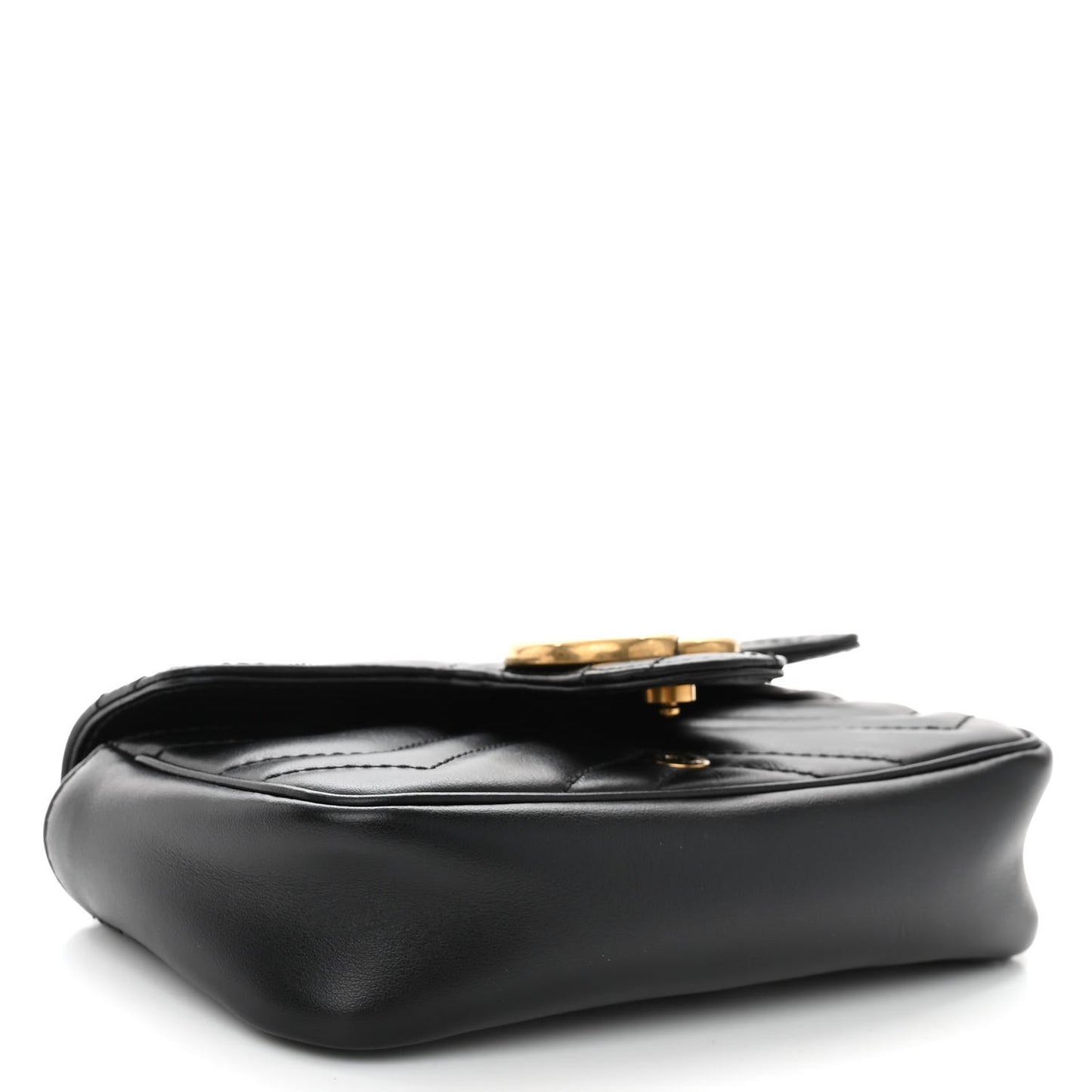 Calfskin Matelasse Super Mini GG Marmont Shoulder Bag Black