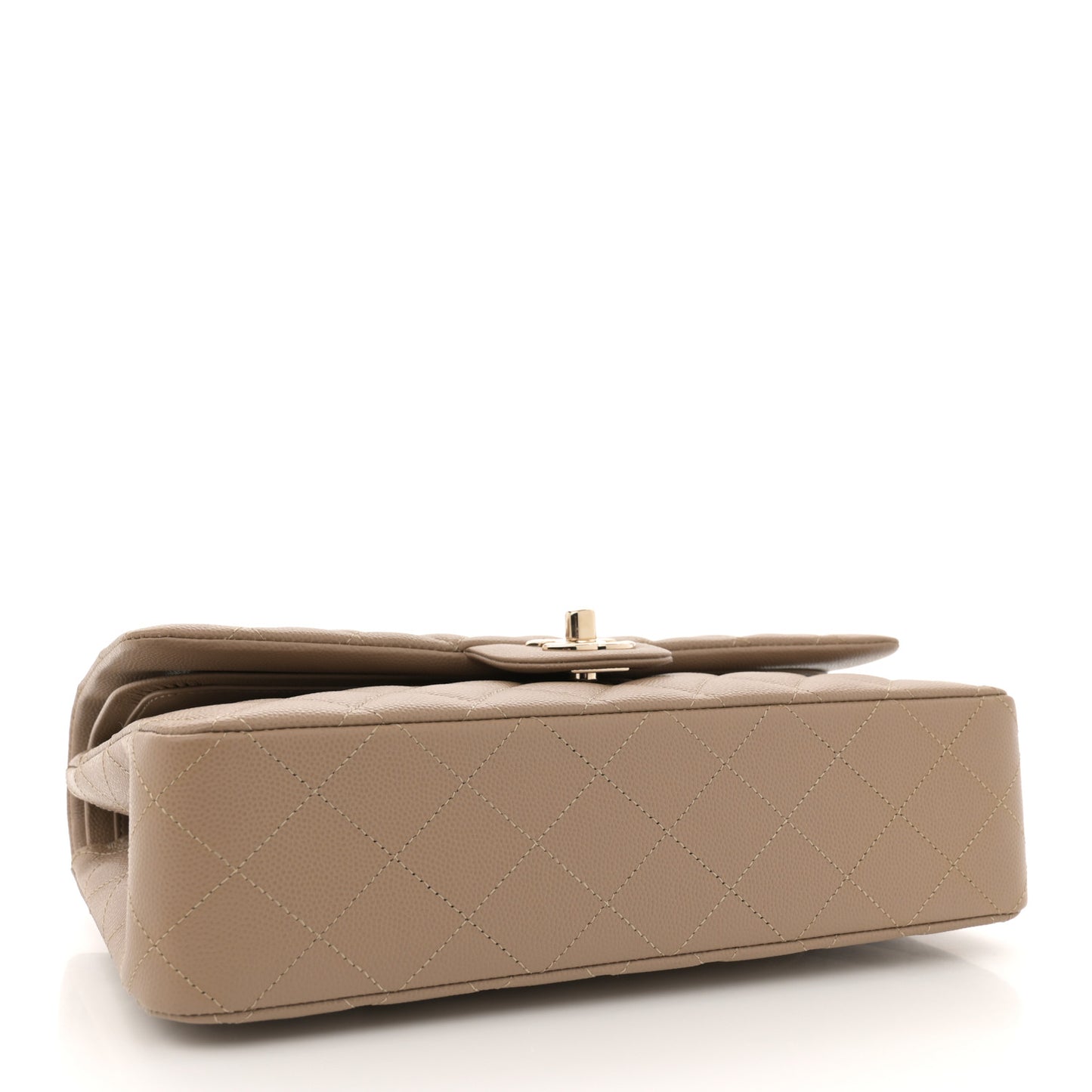 Caviar Quilted Medium Double Flap Dark Beige