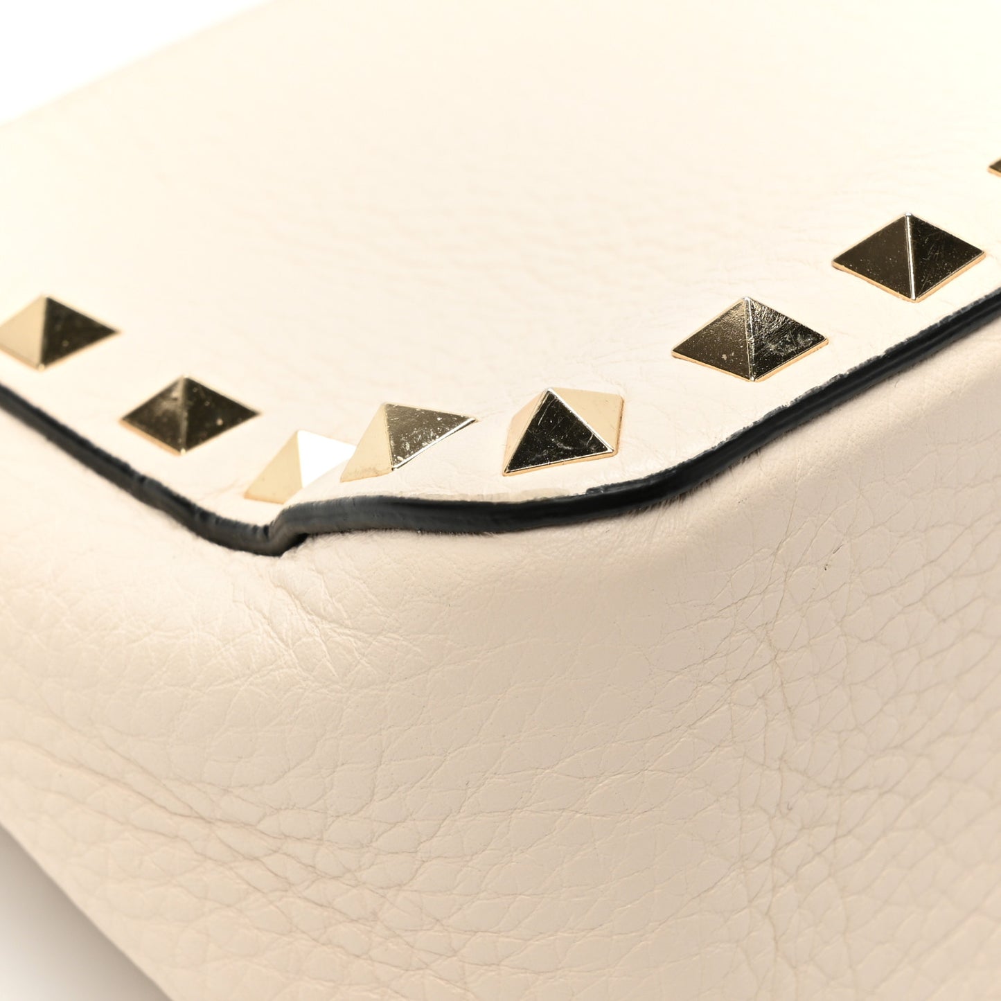 Pebbled Calfskin Small Rockstud Flip Lock Shoulder Bag Light Ivory