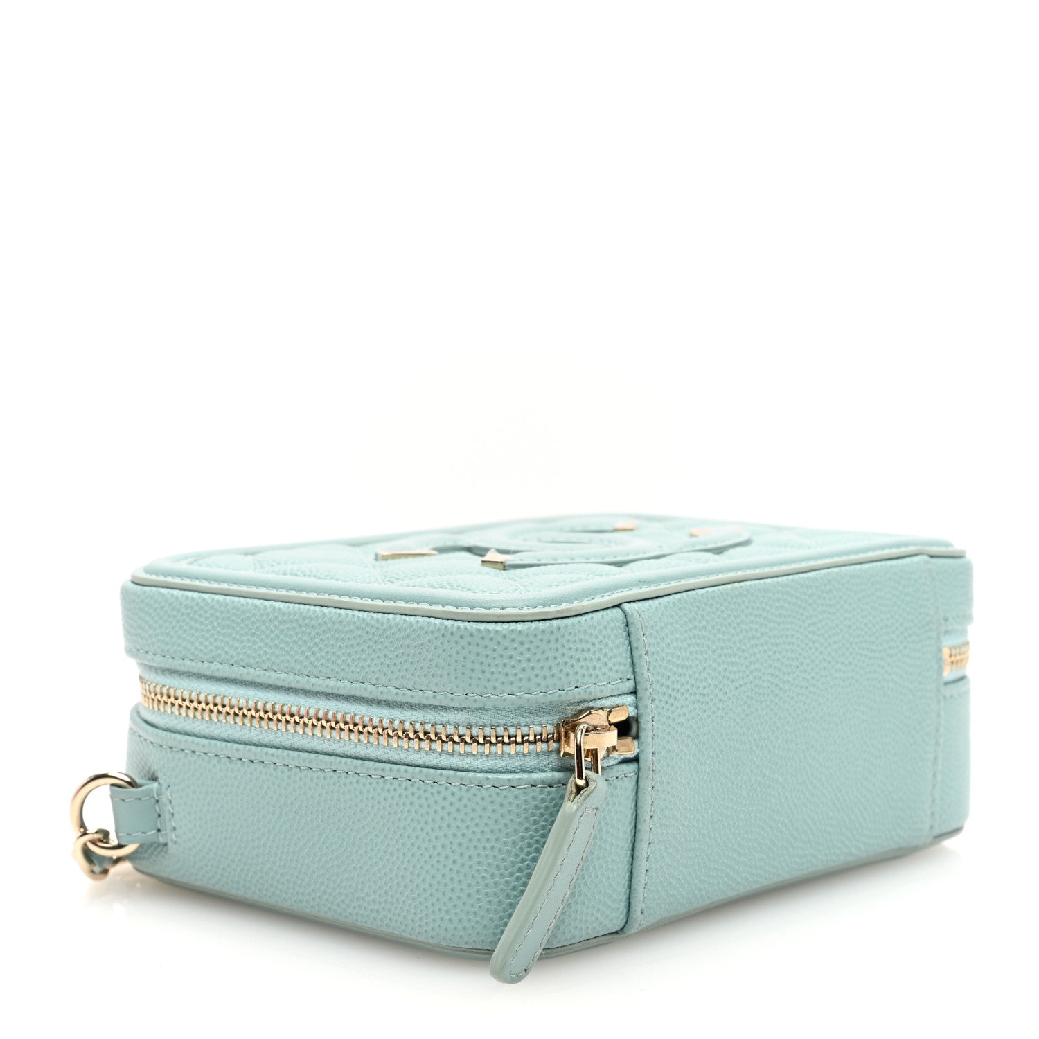 Chanel Caviar Quilted Filigree Vanity Clutch With Chain Light Blue 4 of 10