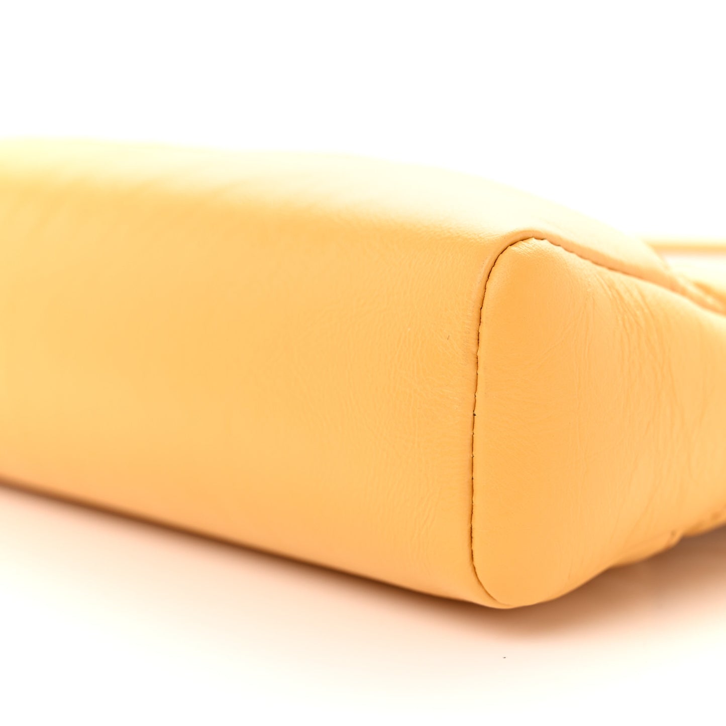 Shiny Crumpled Calfskin Quilted Mini 31 Shopping Bag Yellow