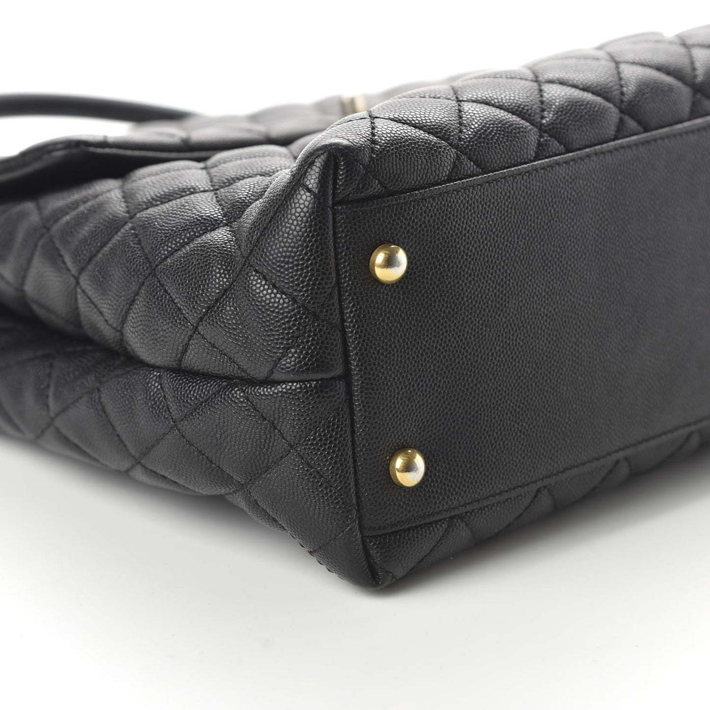 Caviar Quilted Large Coco Handle Flap Black