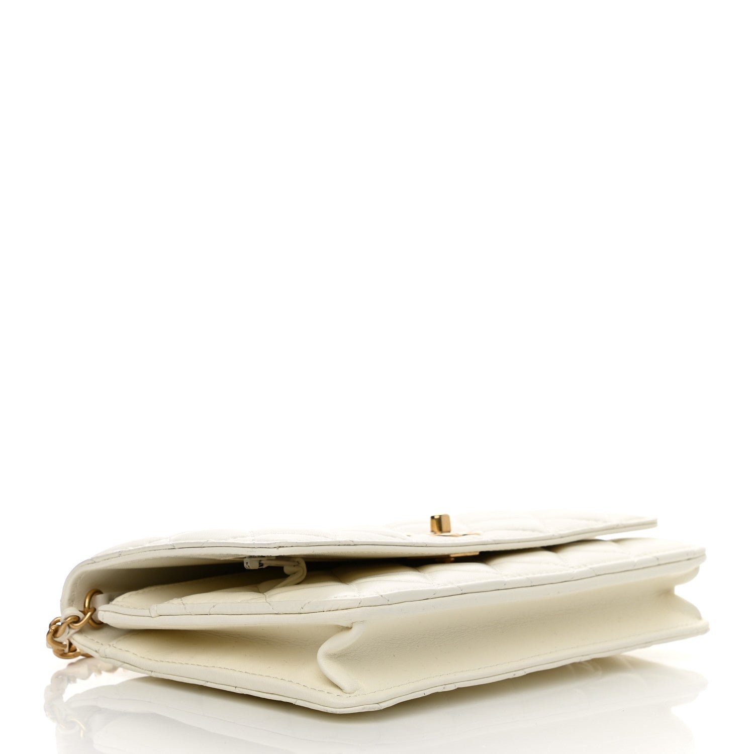Chanel Lambskin Quilted CC Pearl Crush Wallet on Chain WOC White 4 of 12