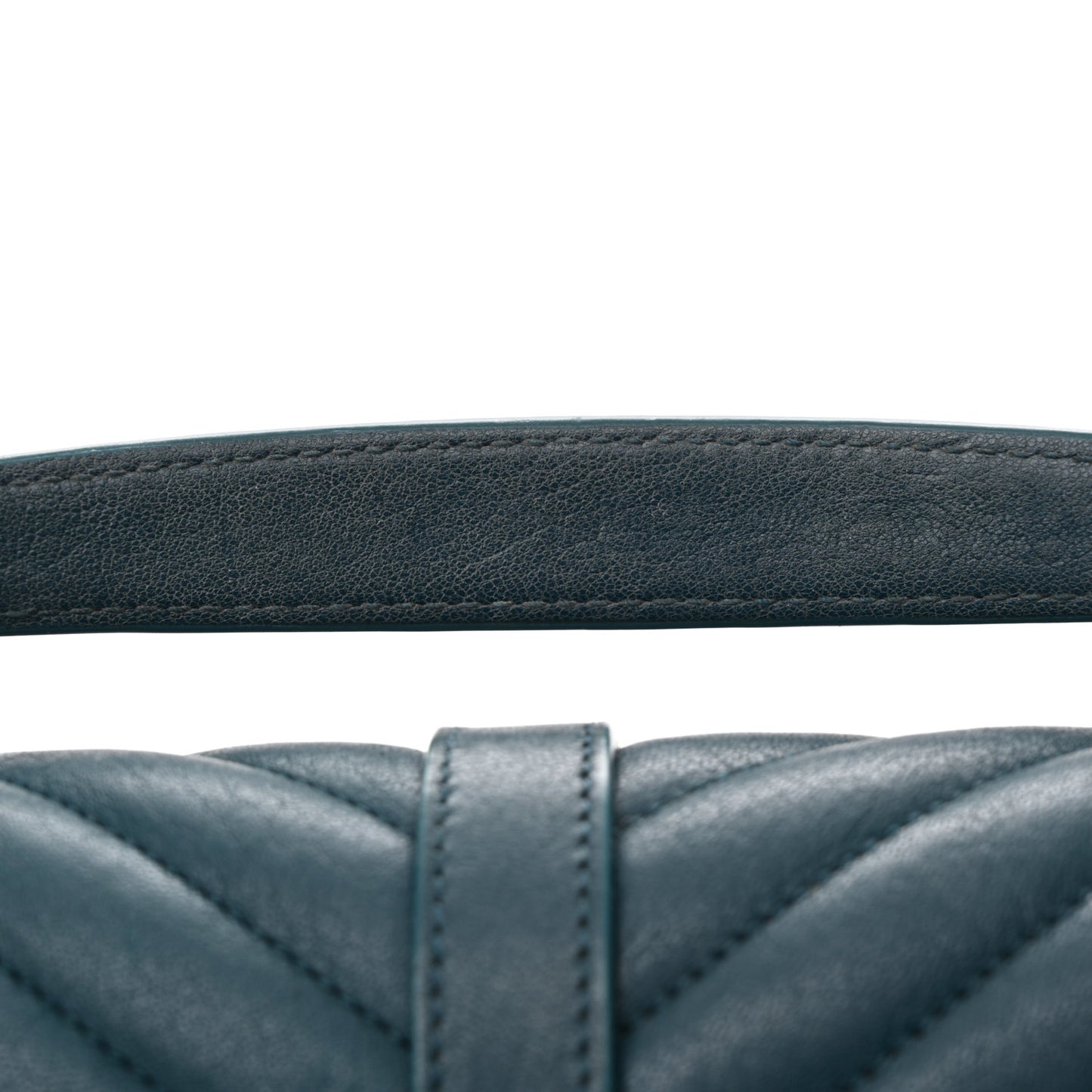 Sheepskin Matelasse Chevron Monogram Medium College Bag Petrol Green
