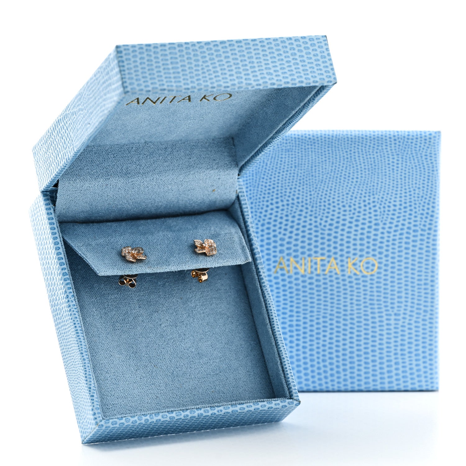 Anita Ko 18K Rose Gold Diamond Flower Stud Earrings 5 of 5