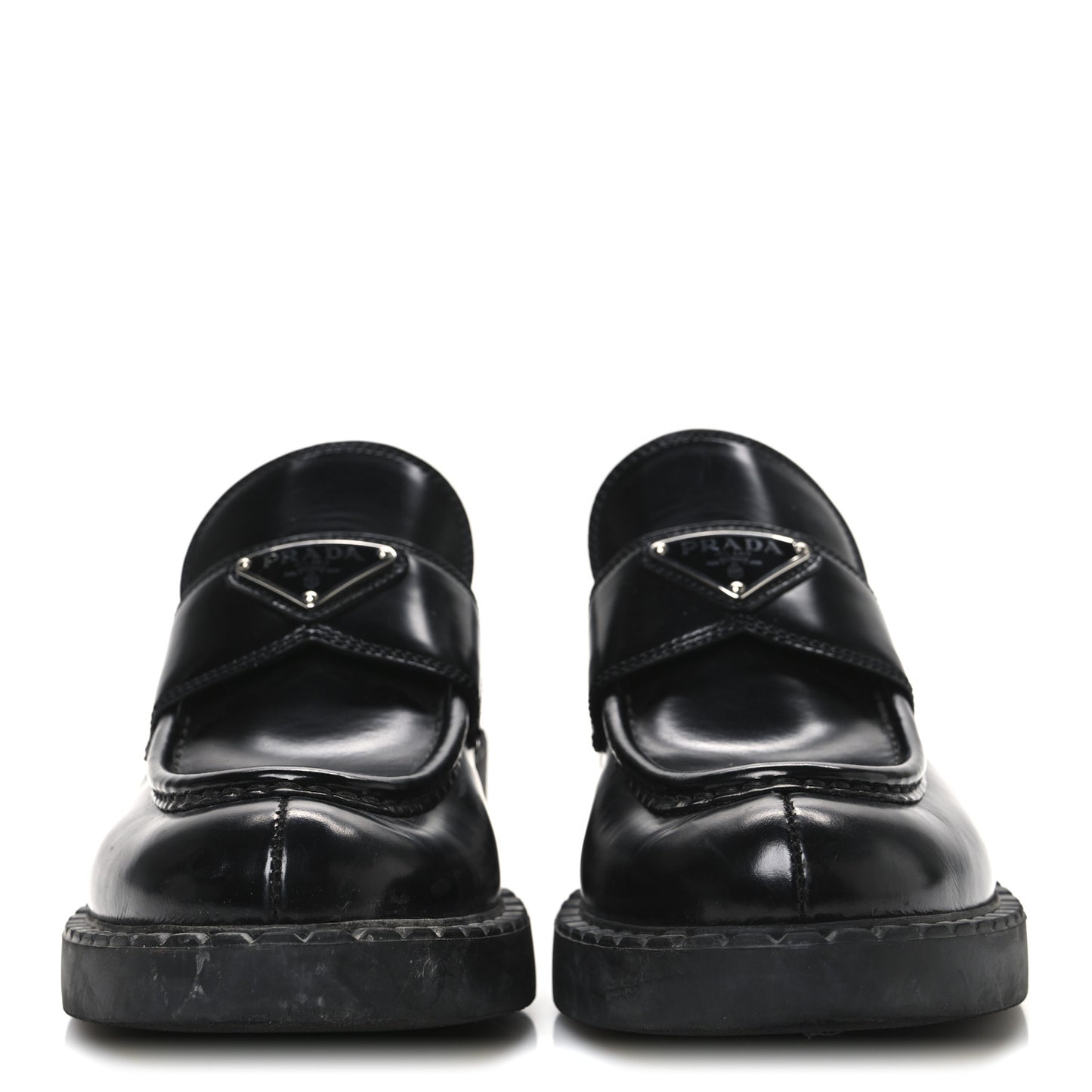 Spazzolato Metal Triangle Logo 50mm Loafers 40 Black