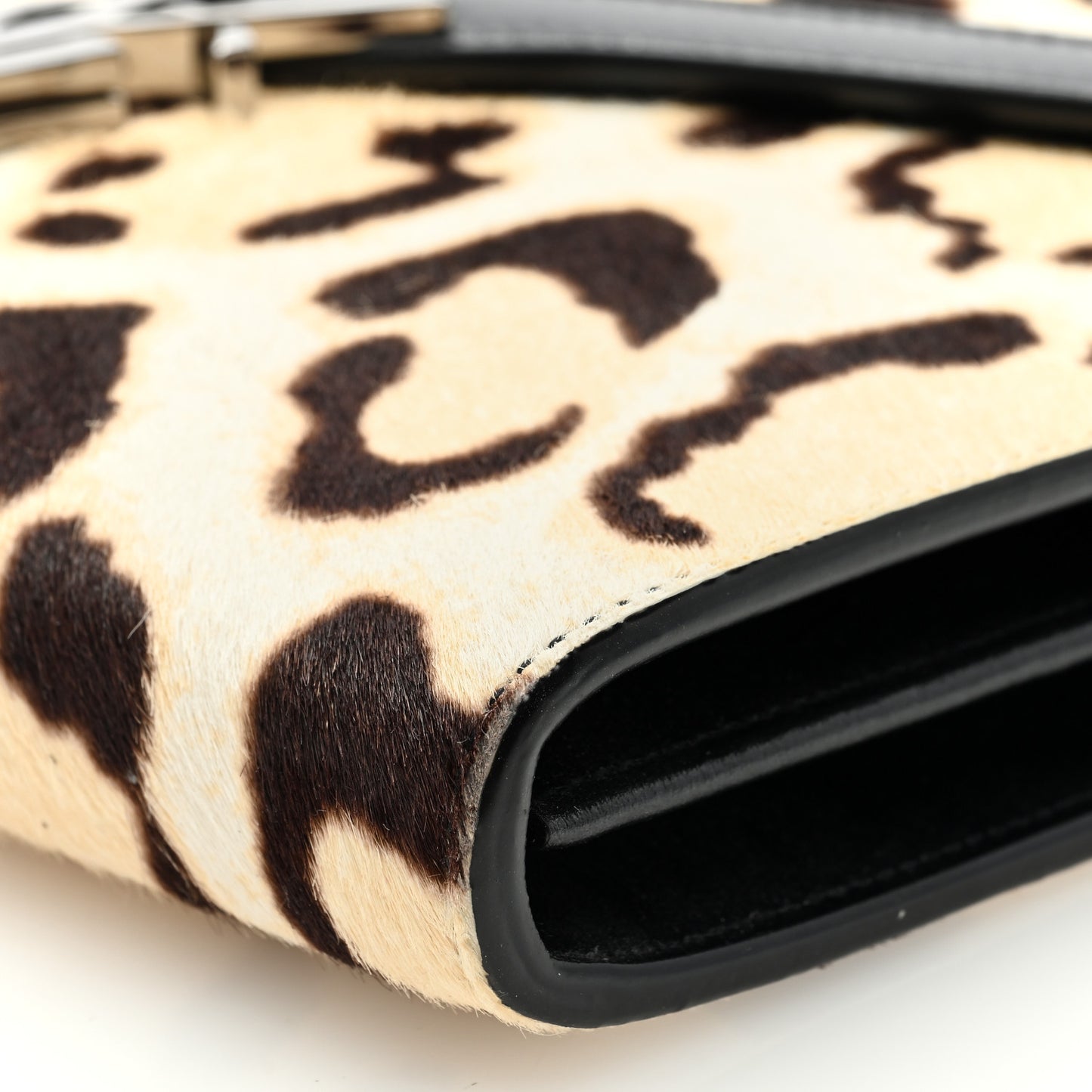 Calf Hair Leopard Print Monogram Cassandra Chain Wallet White Multicolor