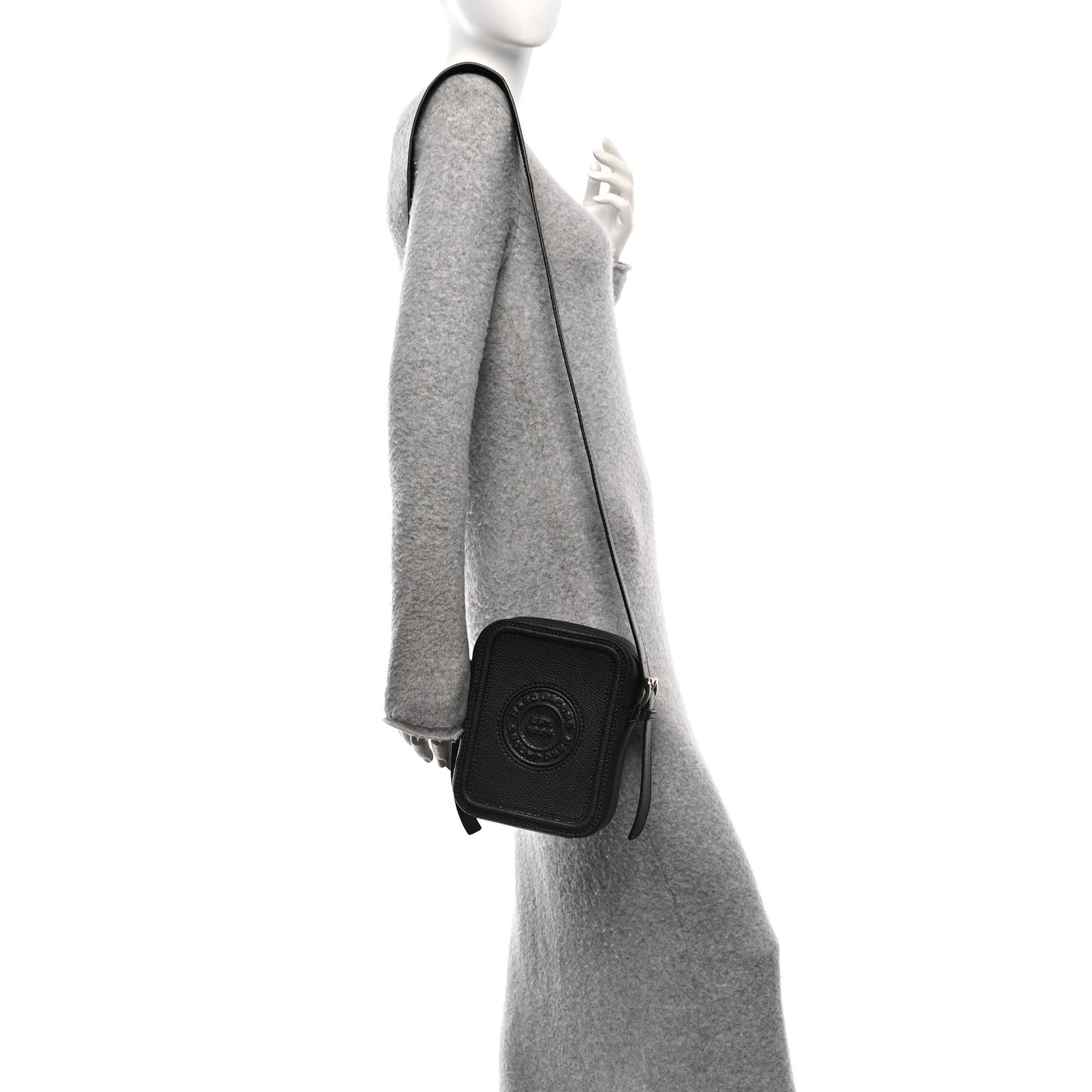 Calfskin Signet Stitched Crossbody Bag Black