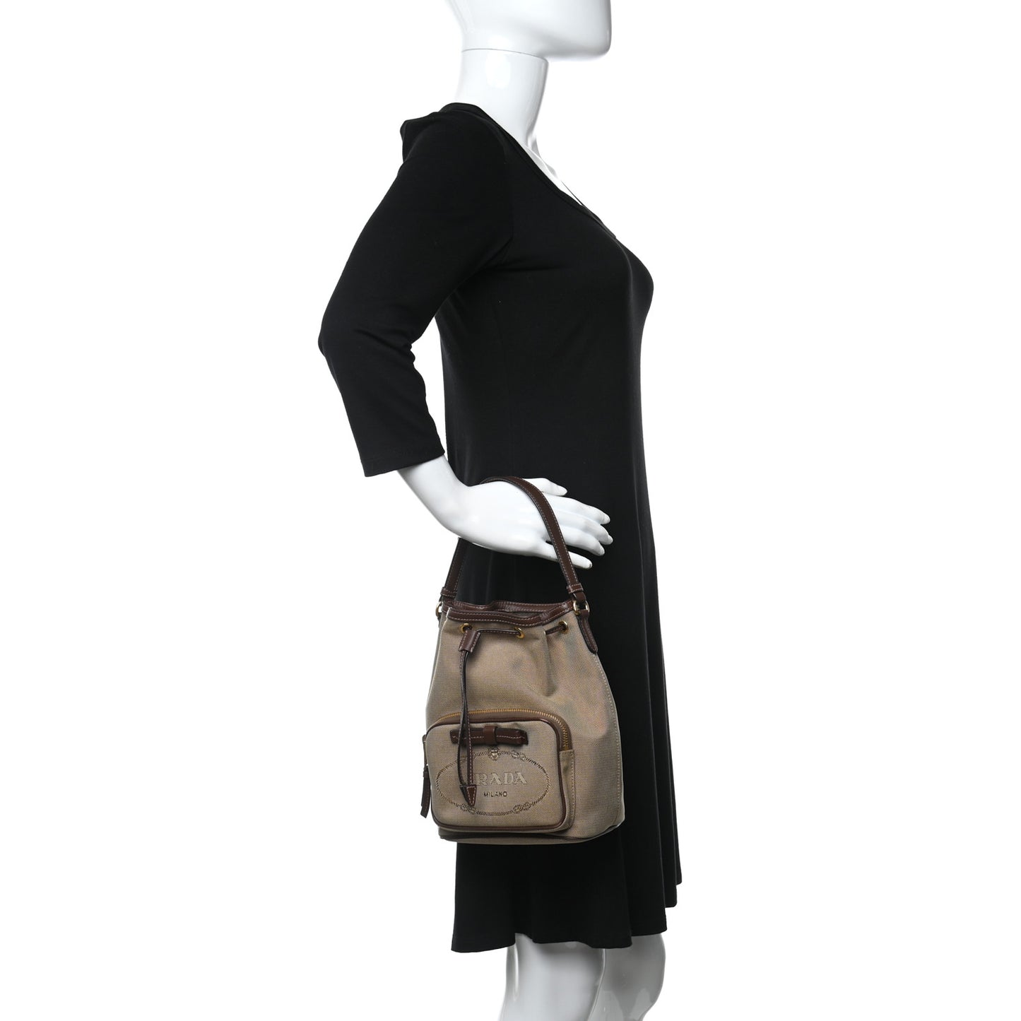 Jacquard Logo Mini Bucket Crossbody Bag Corda Bruciato