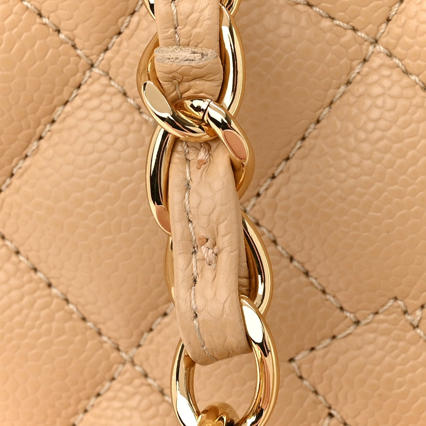 Caviar Quilted Grand Shopping Tote GST Beige Clair