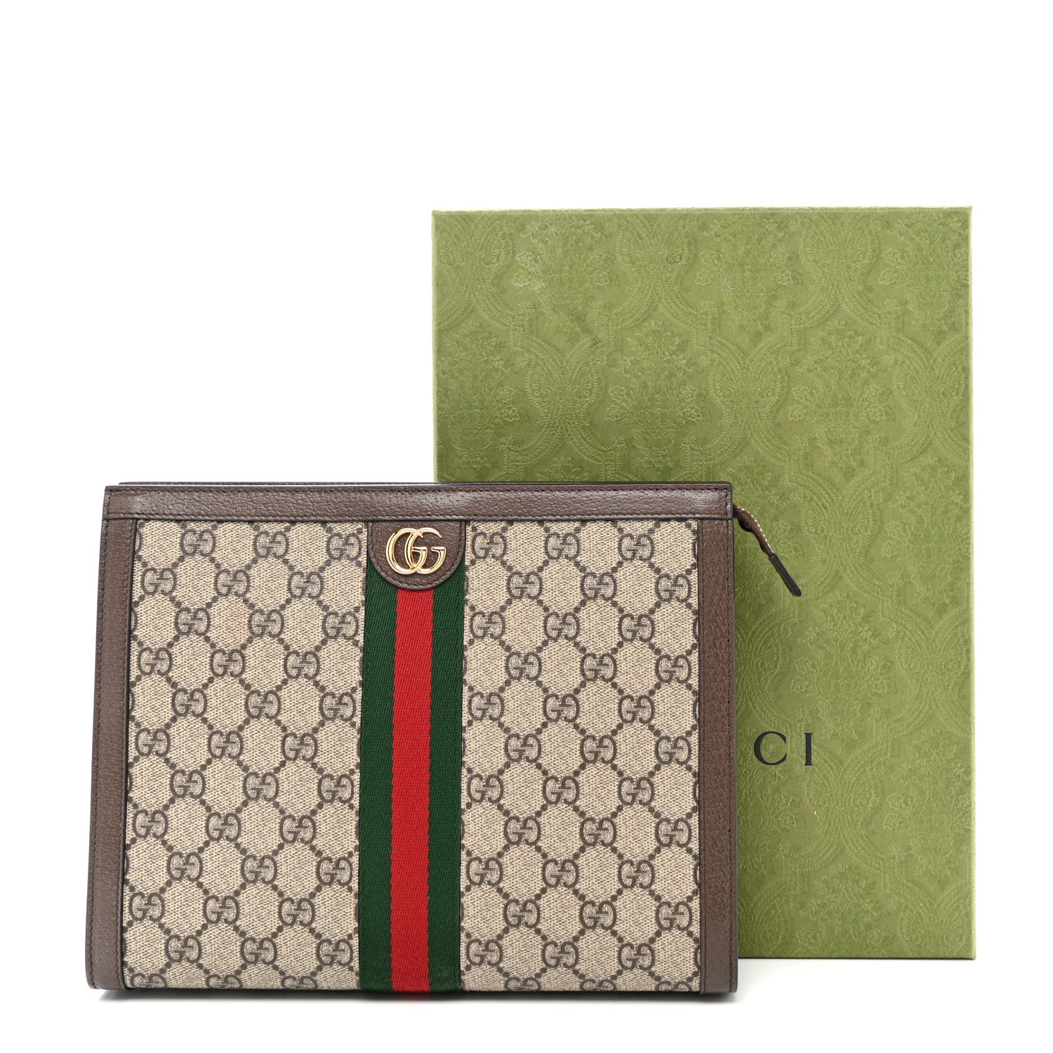 Gucci GG Supreme Monogram Web Ophidia Pouch Brown 9 of 9