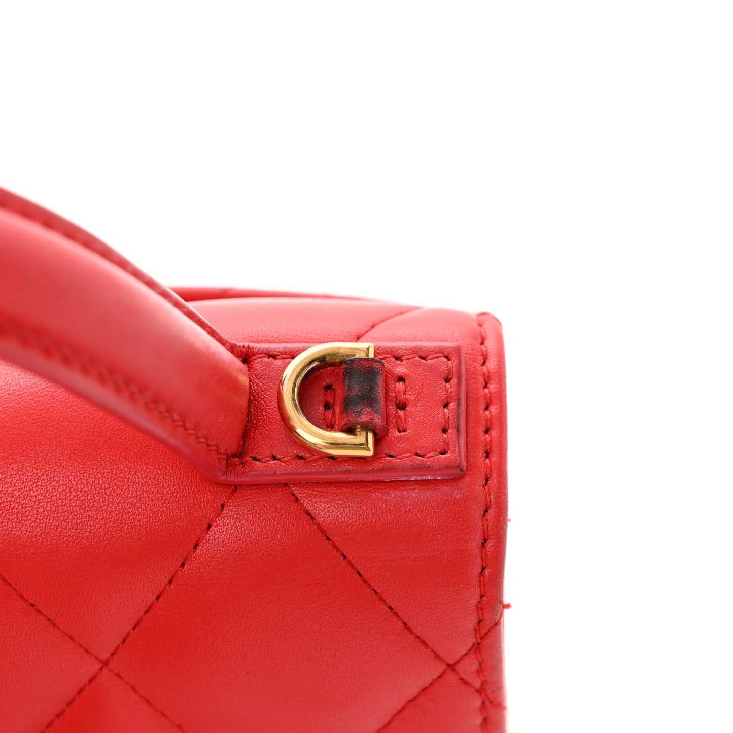 Nappa Calfskin Quilted XS Sharp Top Handle Bag Bright Red