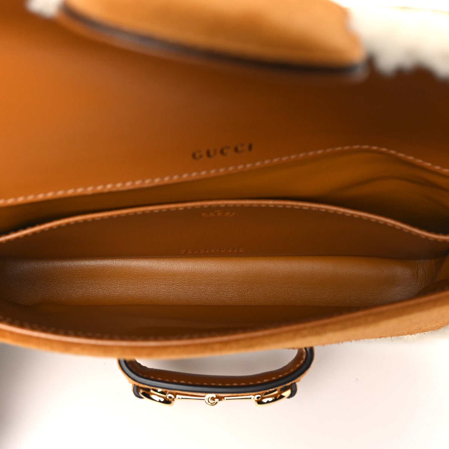 Gucci Suede Shearling Horsebit Mini 1955 Shoulder Bag Honey Beige Milk 6 of 12