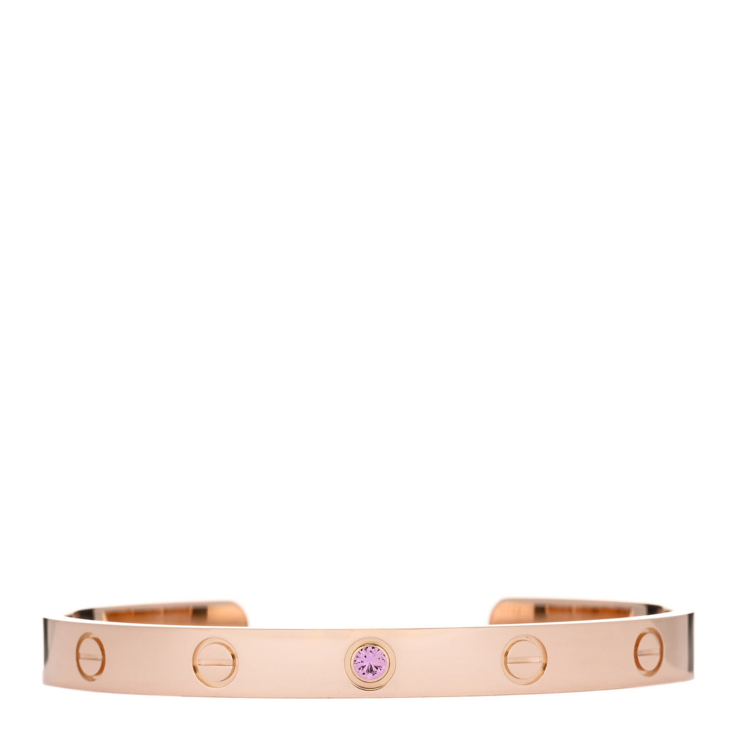 18K Pink Gold Pink Sapphire LOVE Cuff Bracelet 17