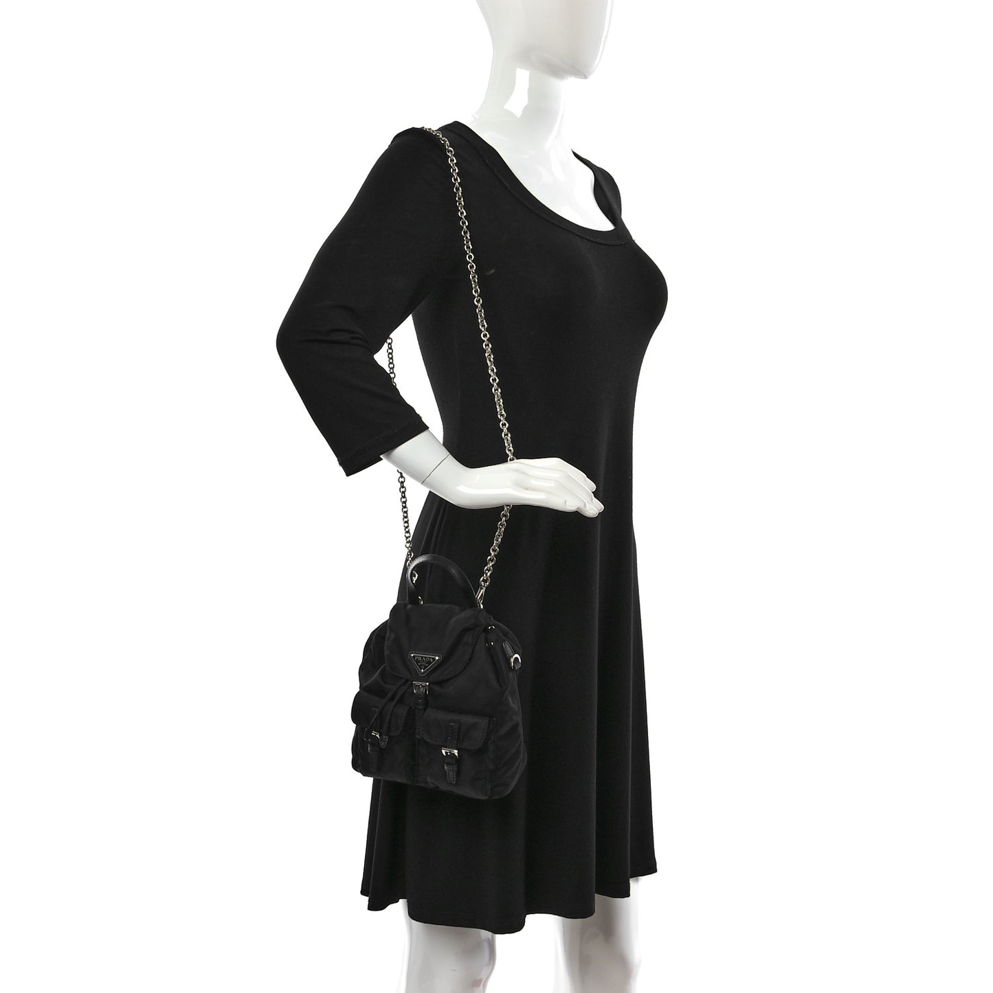 Nylon Vela Mini Crossbody Backpack Black