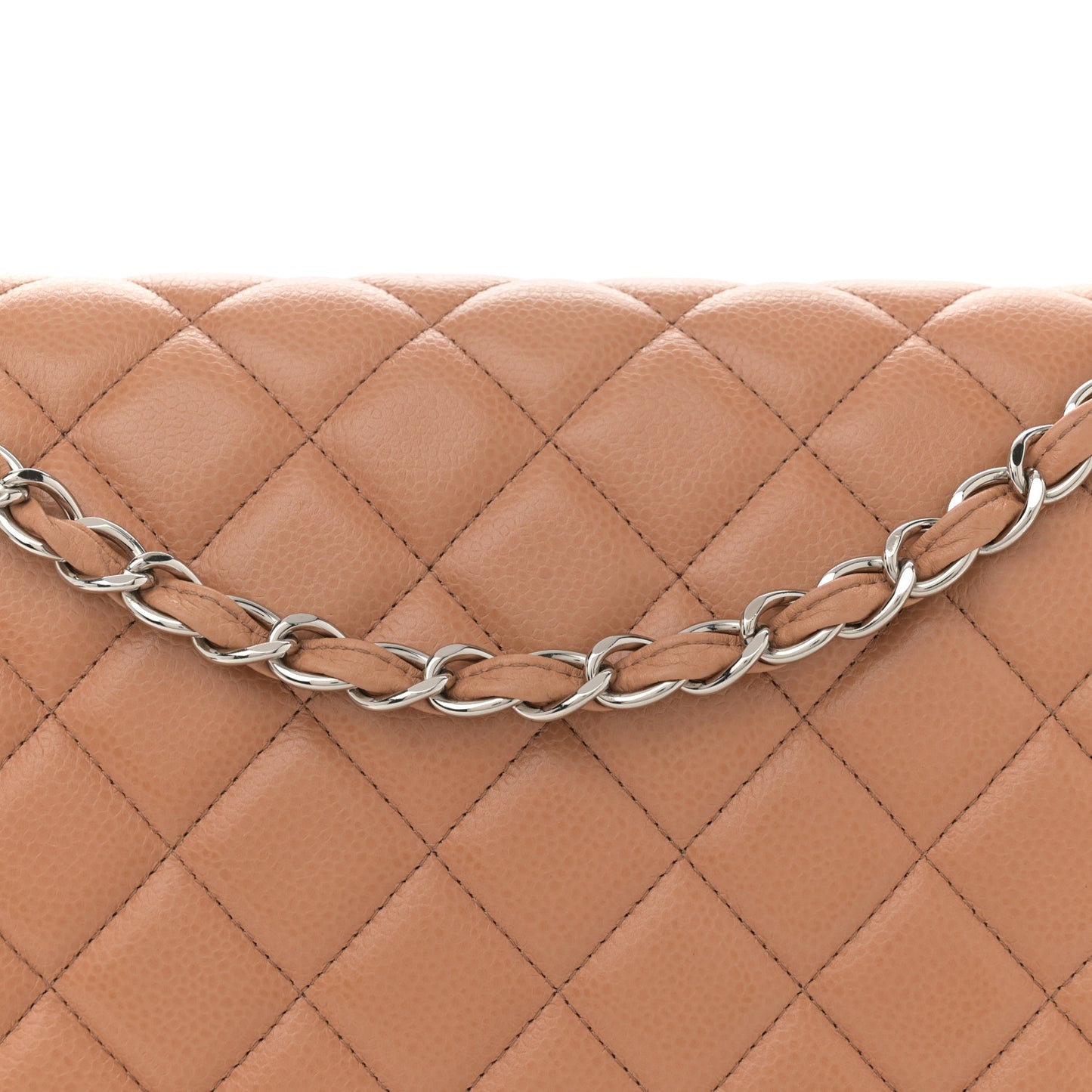 Caviar Quilted Maxi Double Flap Dark Beige