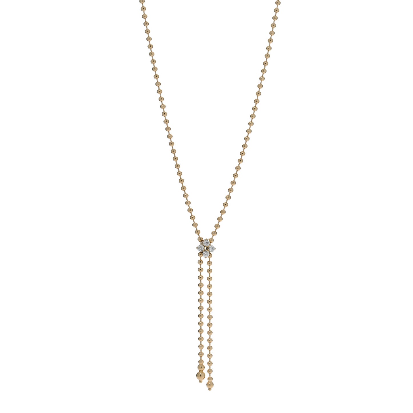 18K Yellow Gold Diamond Love in Verona Flower Zipper Necklace
