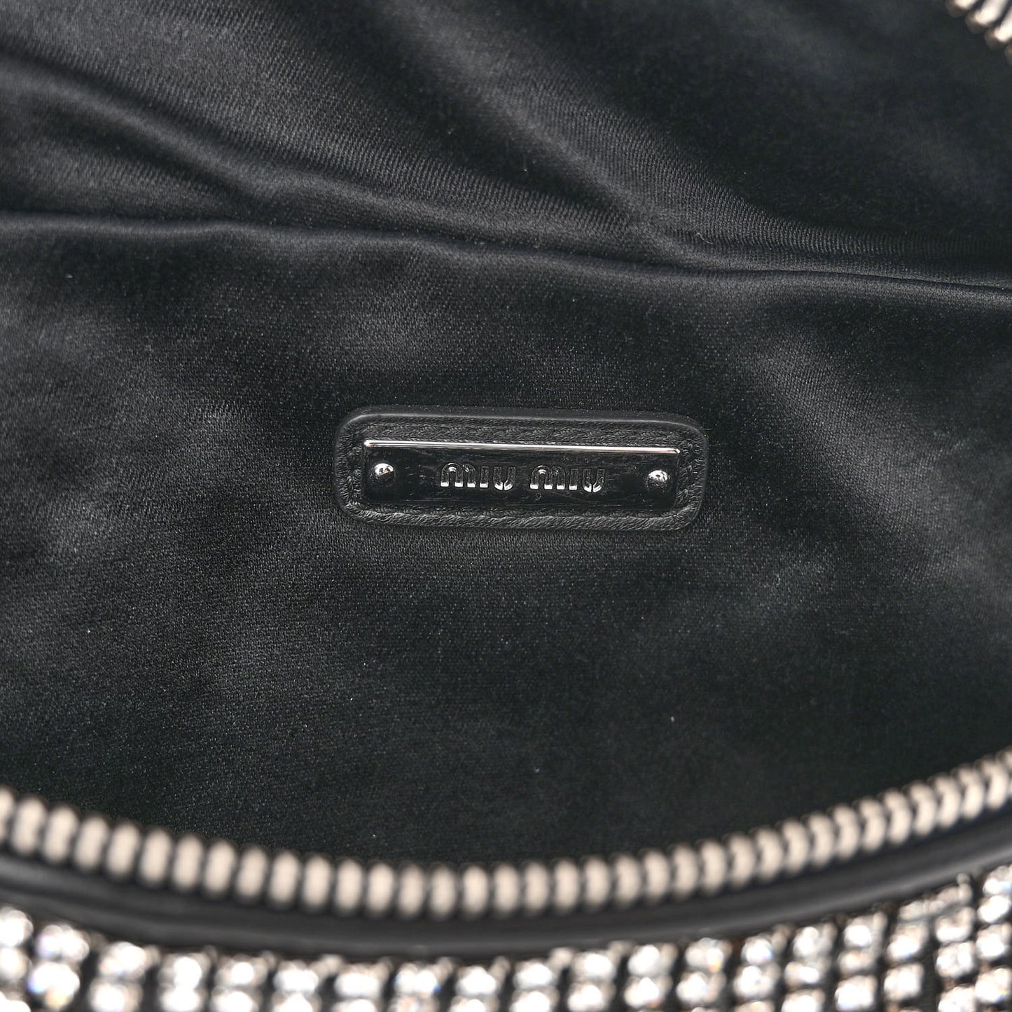 Nappa Crystal Fringe Belt Bag Black
