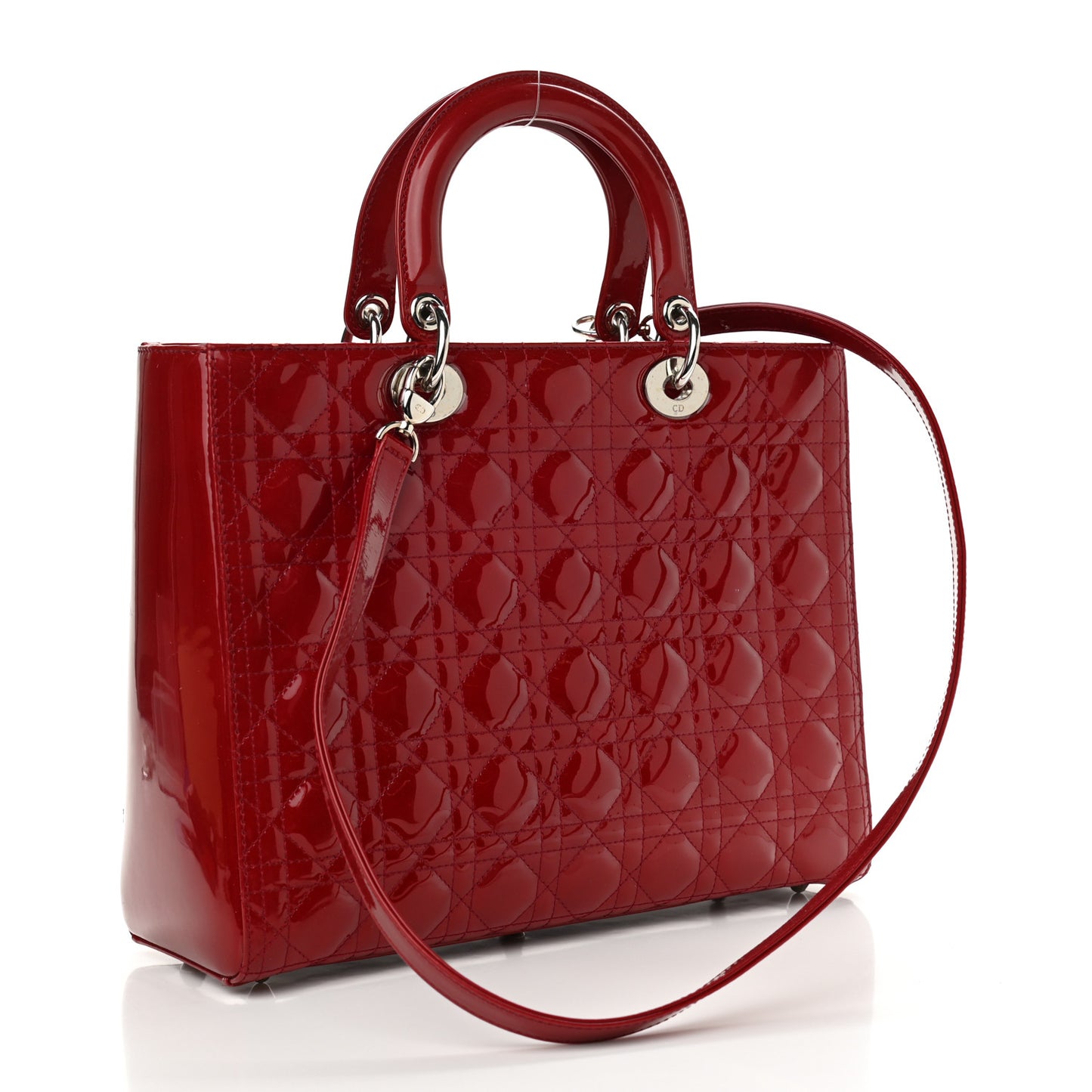 Patent Cannage Large Lady Dior Red