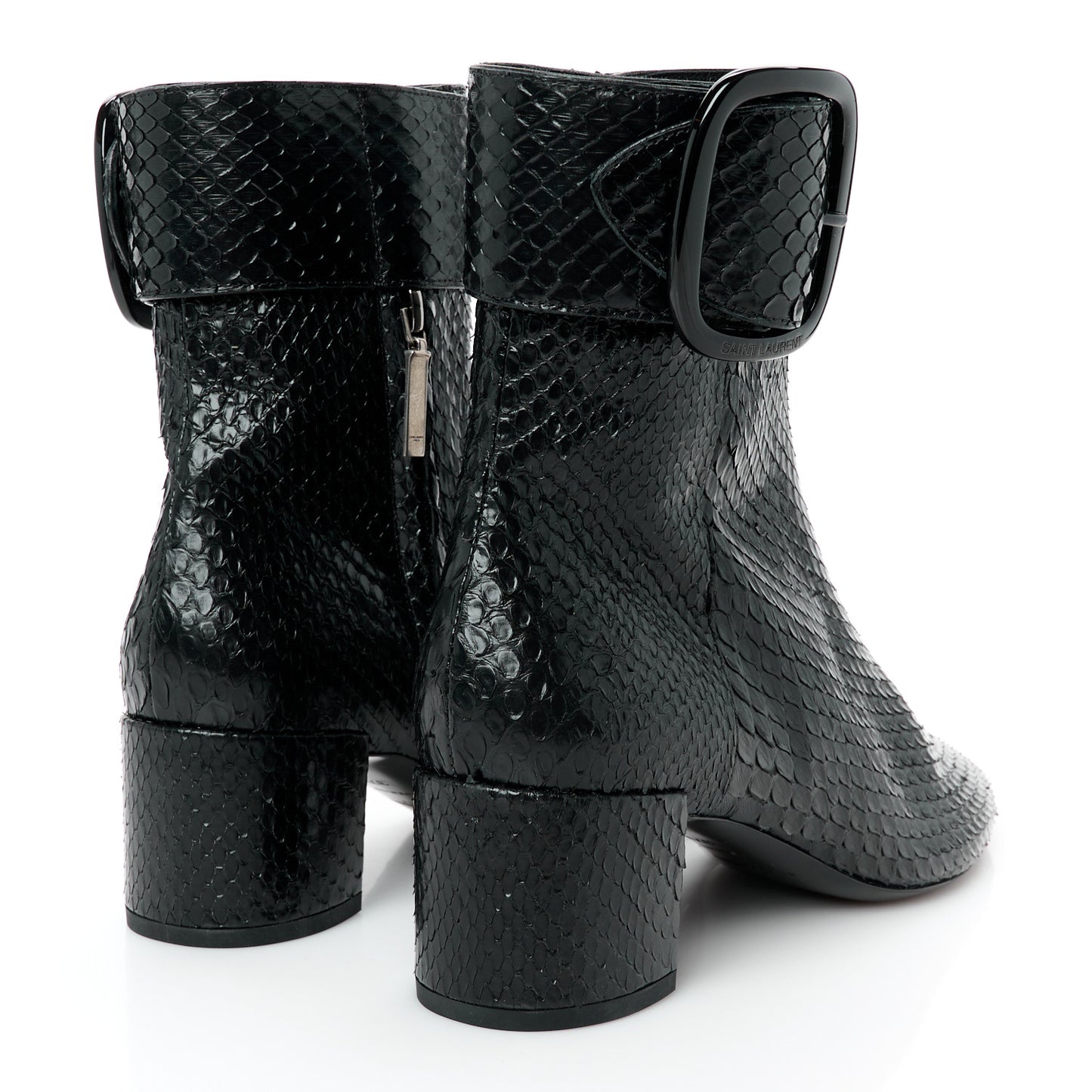 Shiny Snakeskin Joplin Buckle Booties 37.5 Black