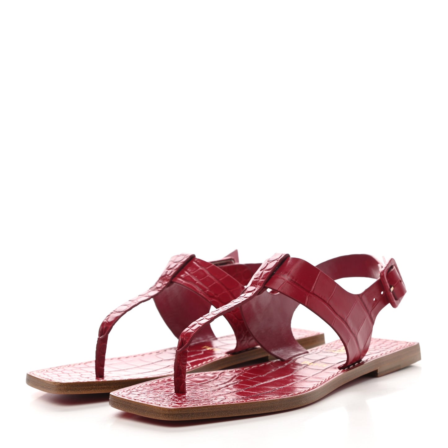 Calfskin Alligator Embossed Cubongo Flat Sandals 37.5 Persan