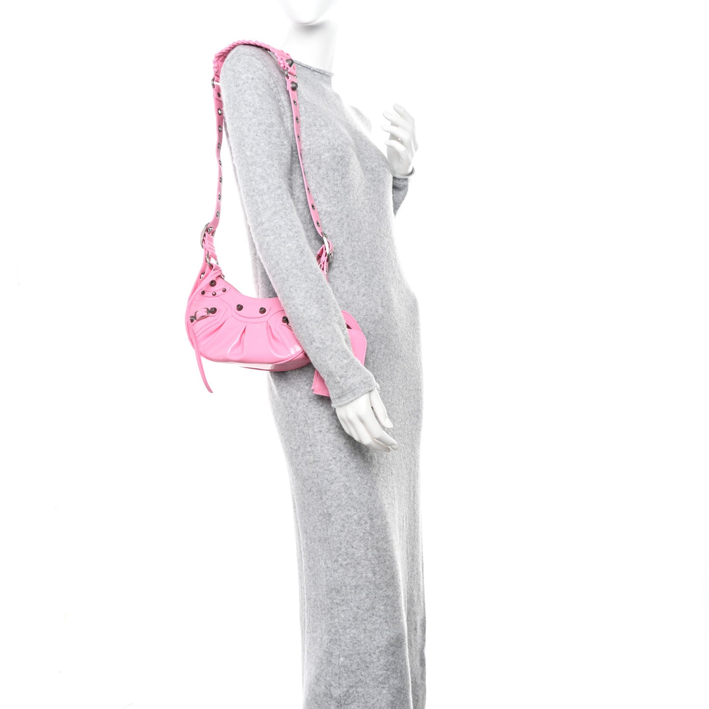Patent Faux Leather Le Cagole Shoulder Bag XS Sweet Pink