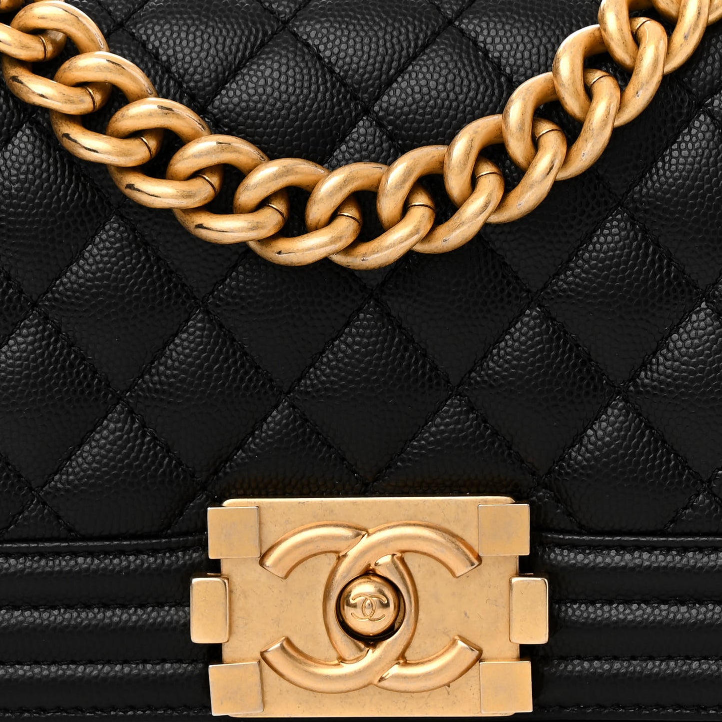 Caviar Quilted Small Boy Flap Black