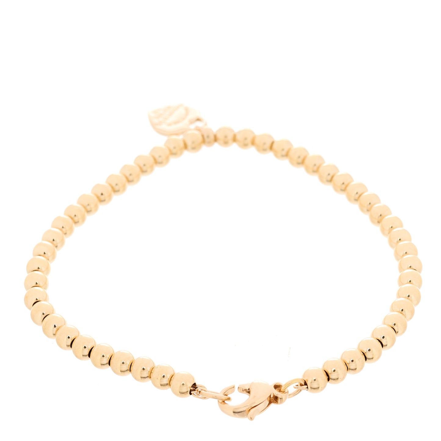 18K Rose Gold 4mm Return to Tiffany Bead Heart Tag Bracelet