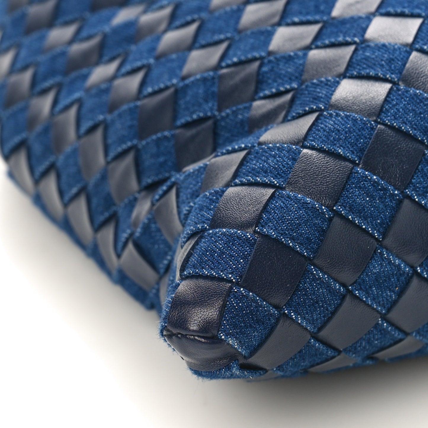 Denim Calfskin Intrecciato Small Hop Abyss Indigo